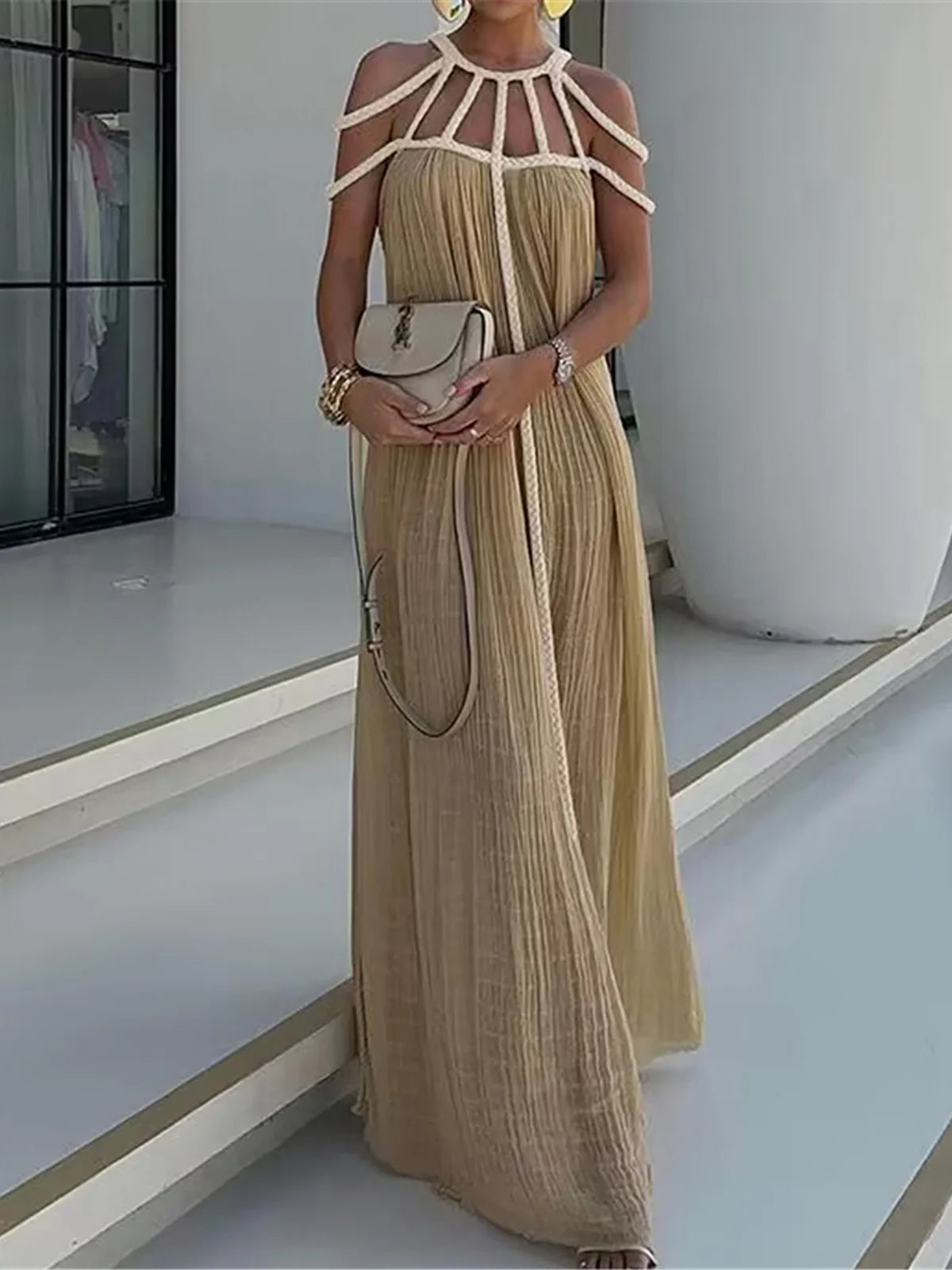 5 Colors Hollow Out Backless Crochet Knitted Tunic Beach Cover Up - Women's Summer Boho Dress for Beach, Pool, Vacation & Music Festival Wear