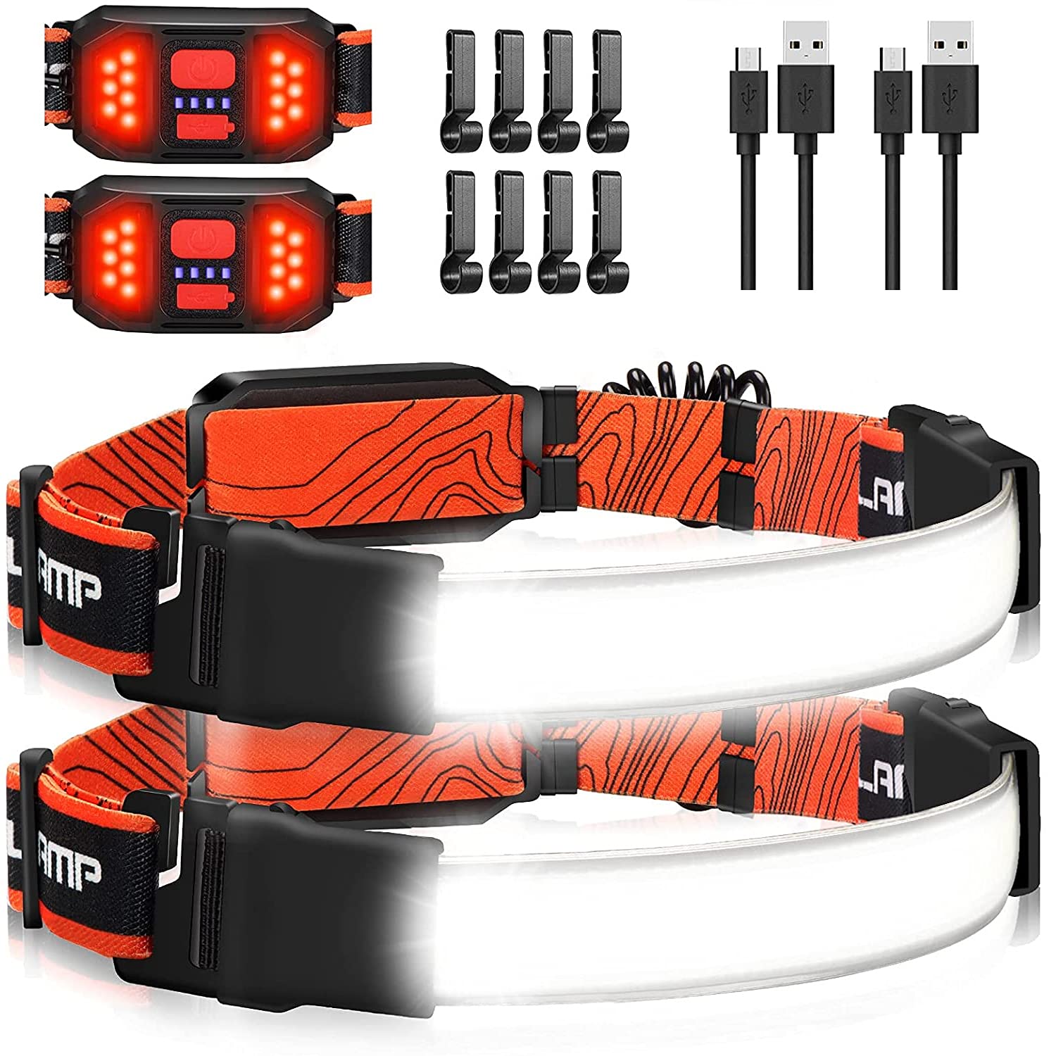 **Rechargeable LED Headlamp 1000 Lumen, 230° Wide Beam with Red Taillight – Super Bright Waterproof Headlamp for Running, Camping, Hiking & Hard Hat Work – Lightweight & Durable (2-Pack) – Perfect for Night Jogging & Outdoor Adventures**