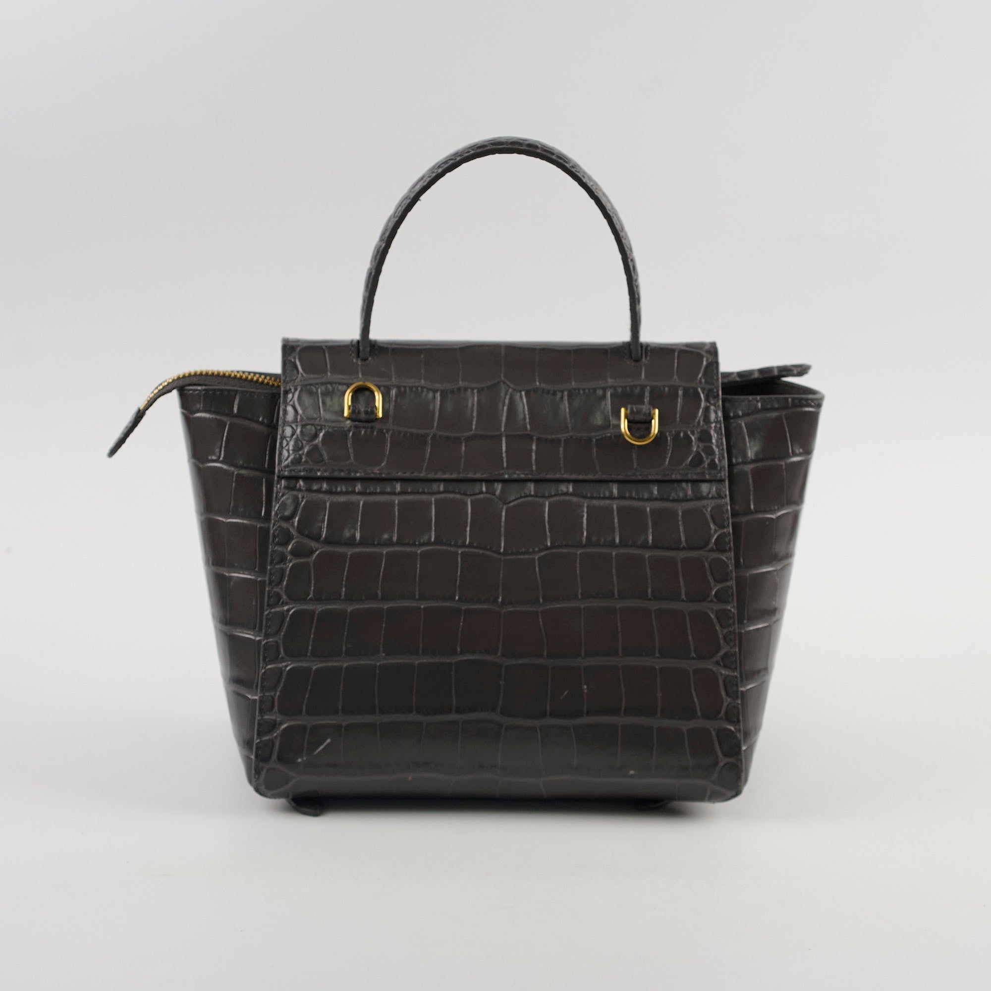 Celine Nano Belt Bag Crocodile Embossed Leather Crossbody Bag in Dark Grey | Luxury Designer Handbag for Women, Perfect for Work, Travel & Everyday Use