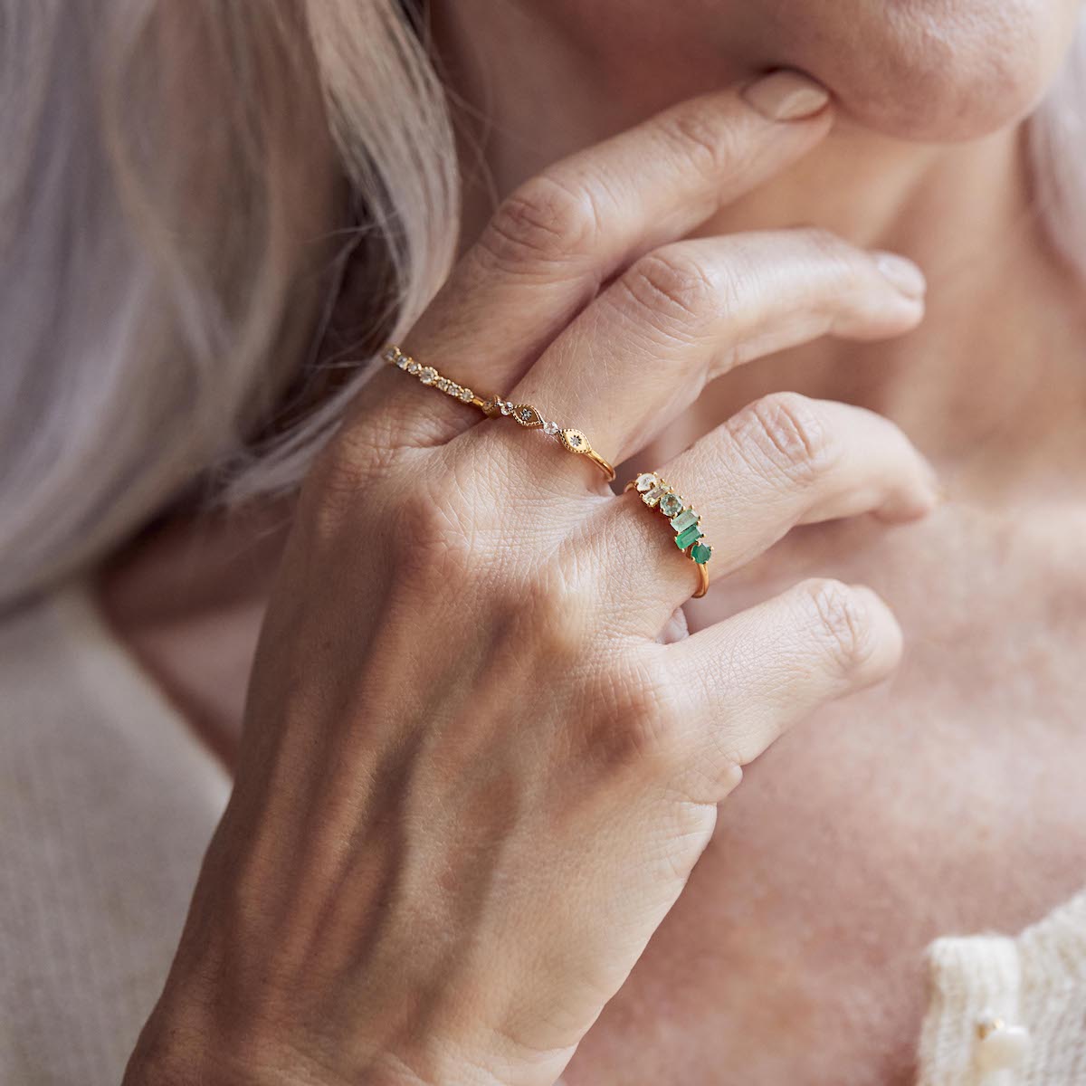 Green Gemstone Ombre Ring - Elegant Handmade Jewelry for Women | Perfect for Weddings, Parties & Everyday Wear