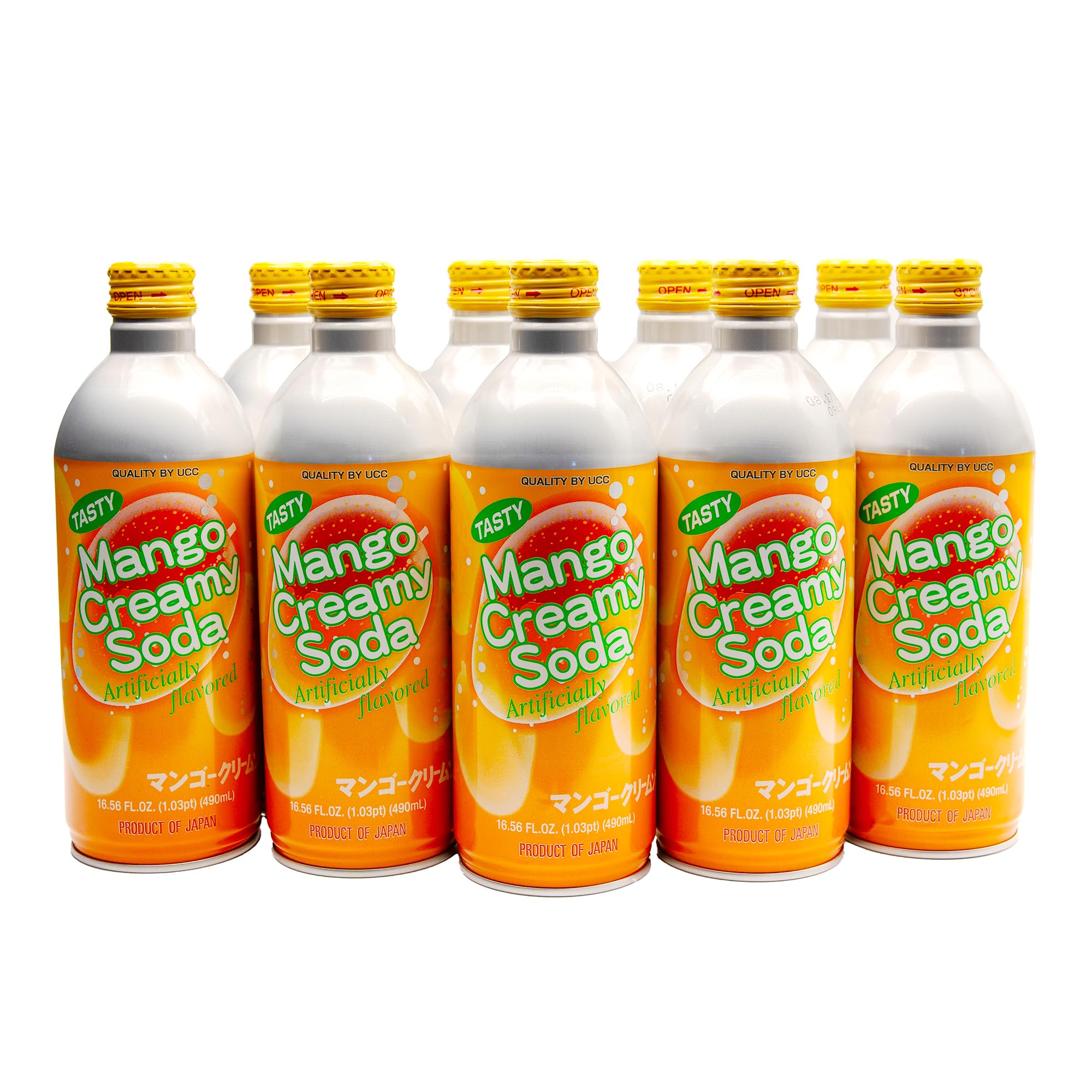 UCC Mango Creamy Soda - 24-Pack of 16.57oz Japanese Imported Carbonated Drinks with Artificial Mango Flavor | Ready-to-Drink Bottled Beverage for Parties, Picnics & Office Snacks