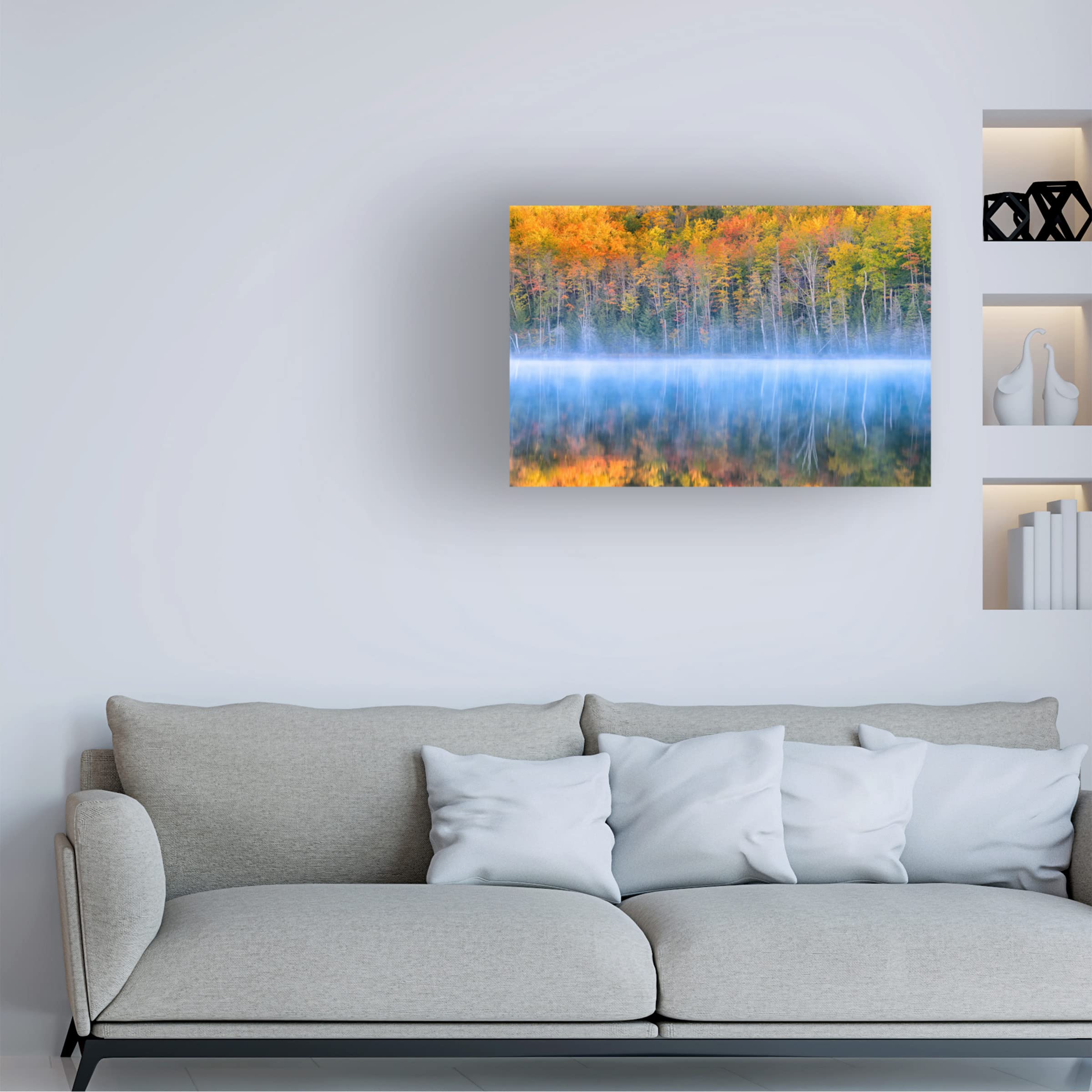 Trademark Fine Art 'Fall Color' Canvas Painting by Yimei Sun - Autumn Landscape Wall Art for Living Room, Bedroom & Office Decor