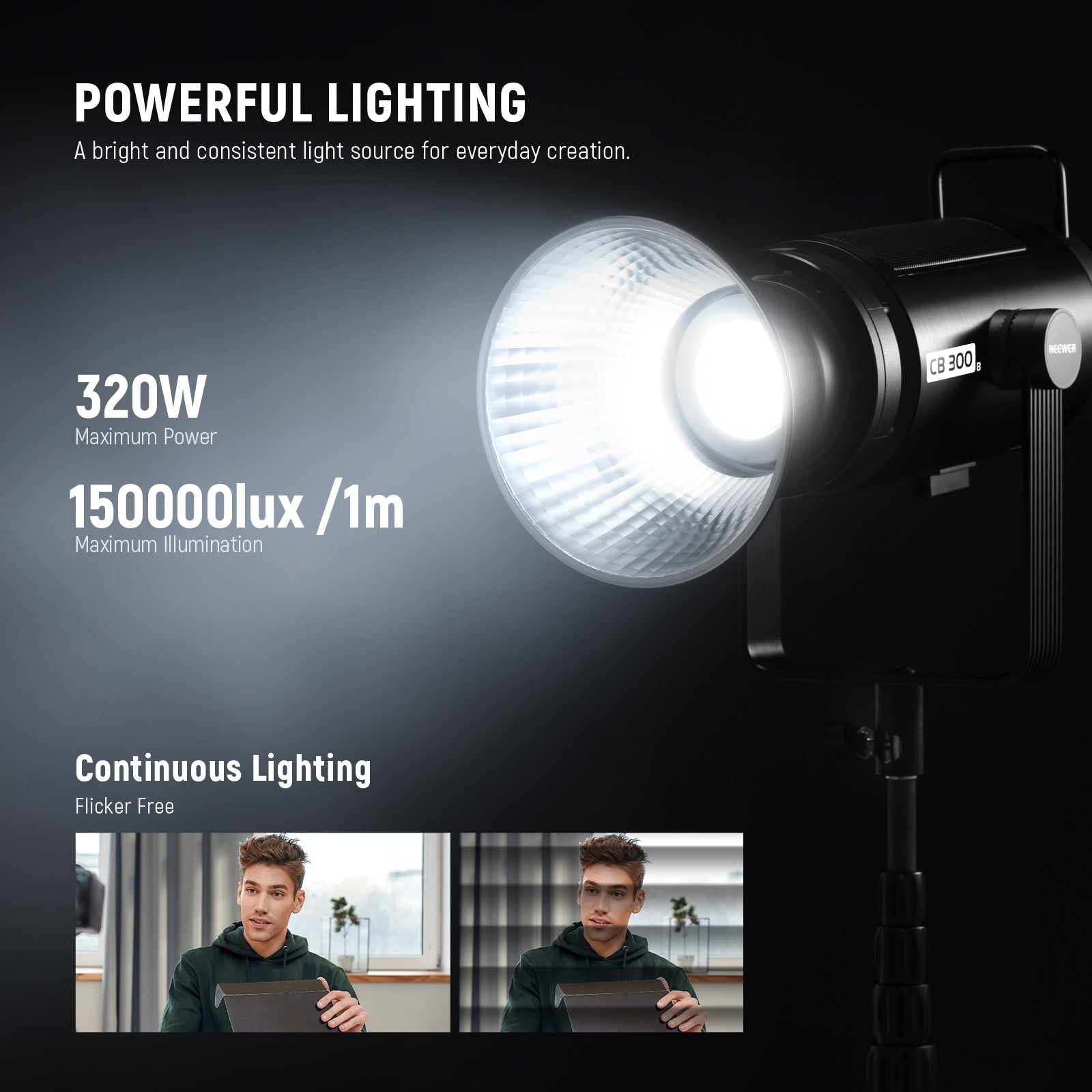 NEEWER CB300B 320W Bi-Color LED Video Light Panel - Professional Studio Lighting for Photography, YouTube Videos & Live Streaming