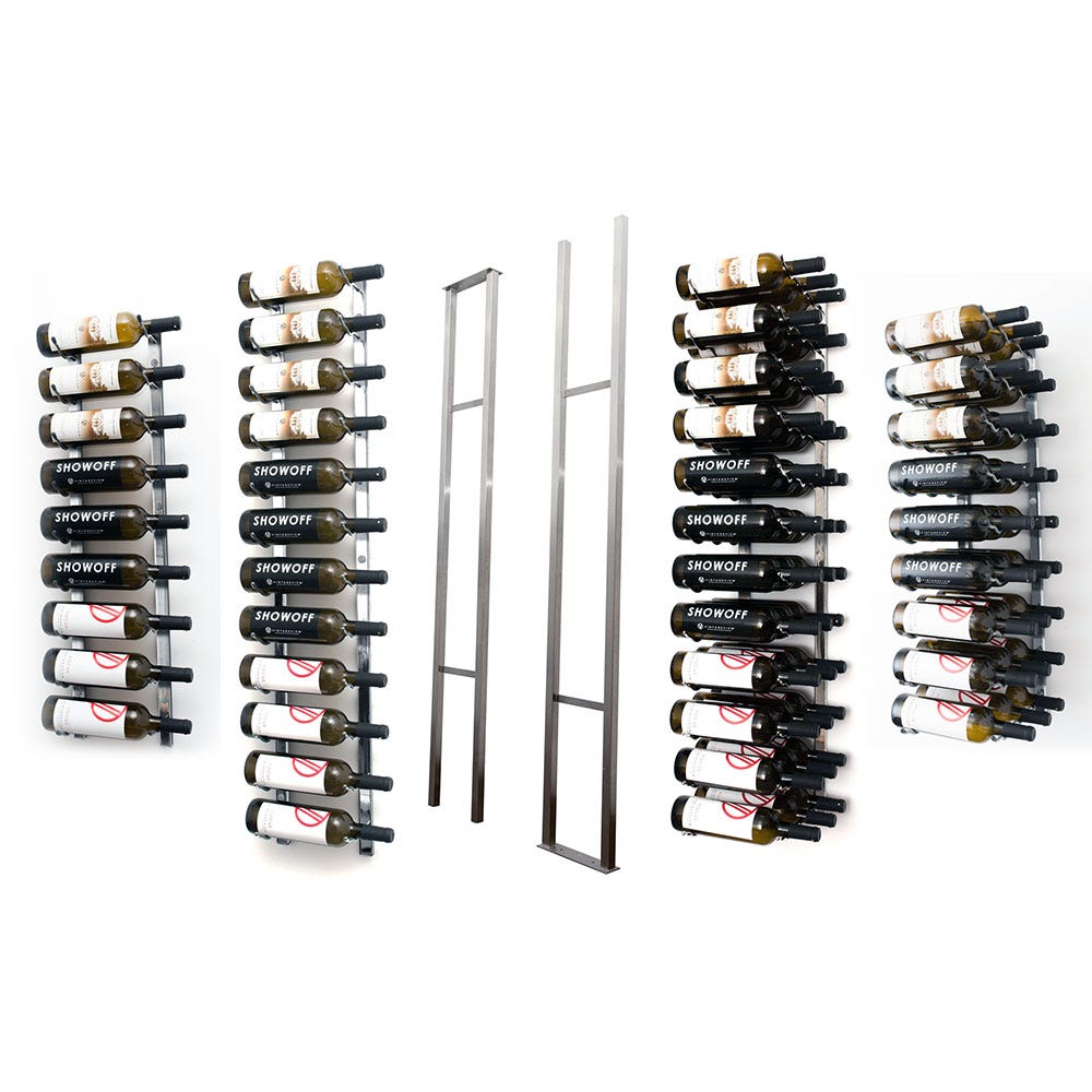 W Series 2-Sided Floating Wine Rack Kit - 84 Bottle Capacity Wall Mounted Storage for Home Bar, Kitchen & Dining Room