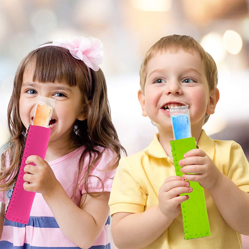 40-Piece Reusable Popsicle Holders Set - Freezer Ice Pop Bags & Anti-Freezing Sleeves (20 Colors) - Perfect for Homemade Ice Pops, Summer Treats & Kids Snacks