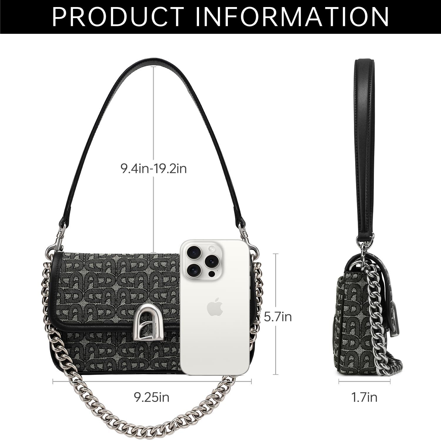 LA FESTIN Women's Denim Crossbody Purse with 3 Adjustable Straps - Luxury Designer Shoulder Bag & Handbag for Everyday Use, Work, and Travel