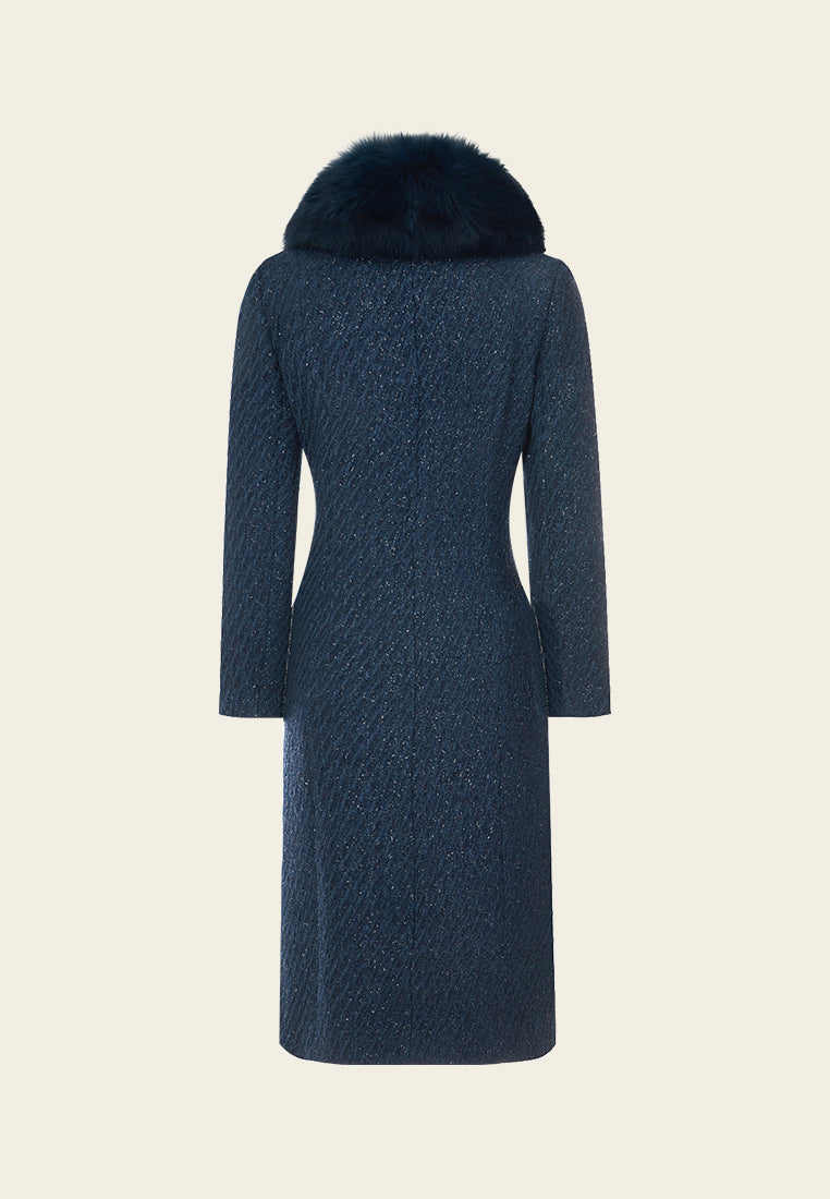 Elegant Women's Fur & Crystal Embellished Button Coat - Perfect for Winter Fashion, Parties & Special Occasions