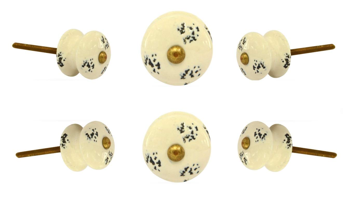 6-Pack Ceramic Cabinet Knobs - Elvington White Drawer Pulls for Kitchen, Bedroom, Dresser | Durable Cupboard Handles by TRINCA-FERRO | Perfect for Home Renovation & Furniture Upgrade