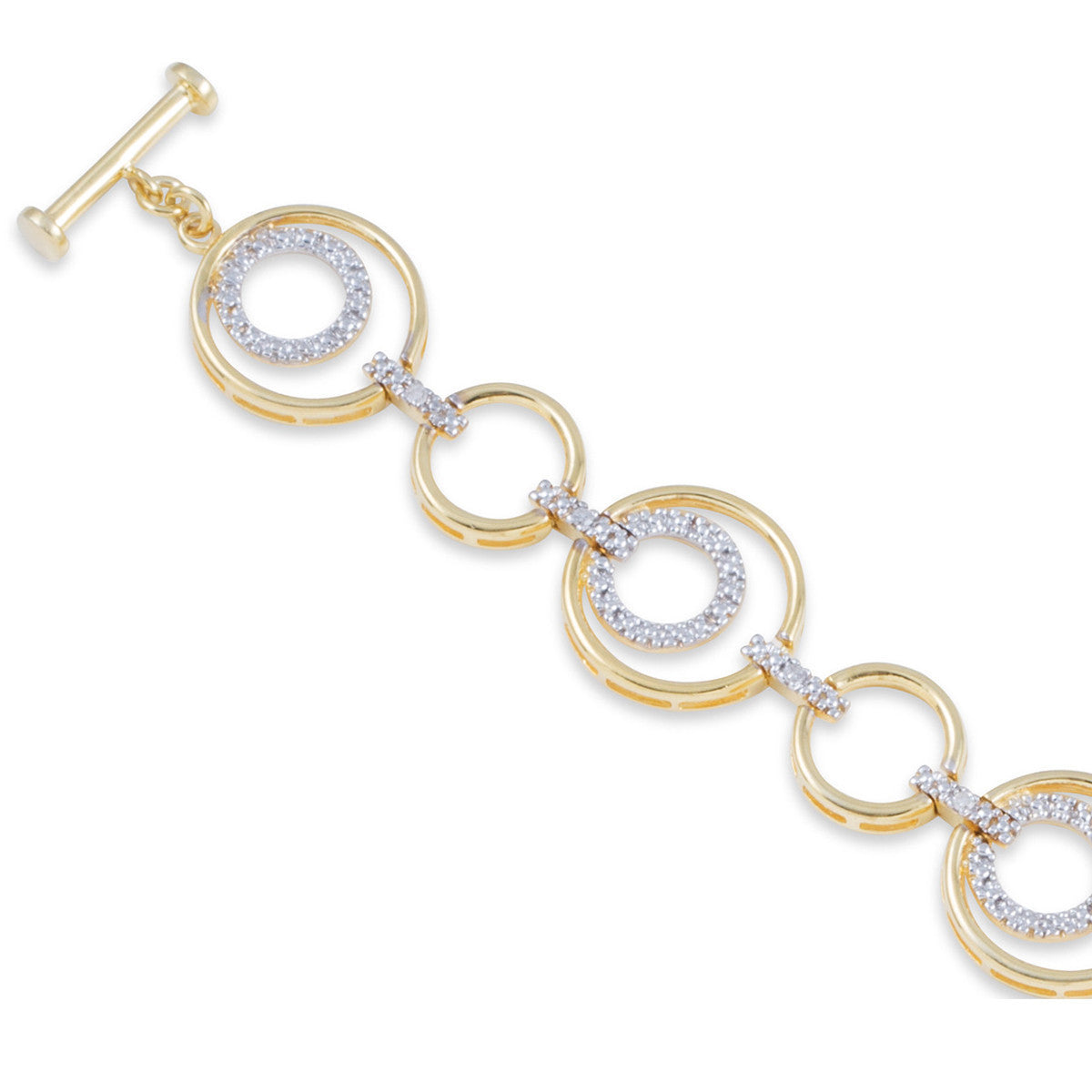 Elegant Two-Tone Circle 'n Circle Diamond Bracelet for Women - Perfect for Weddings, Parties & Special Occasions