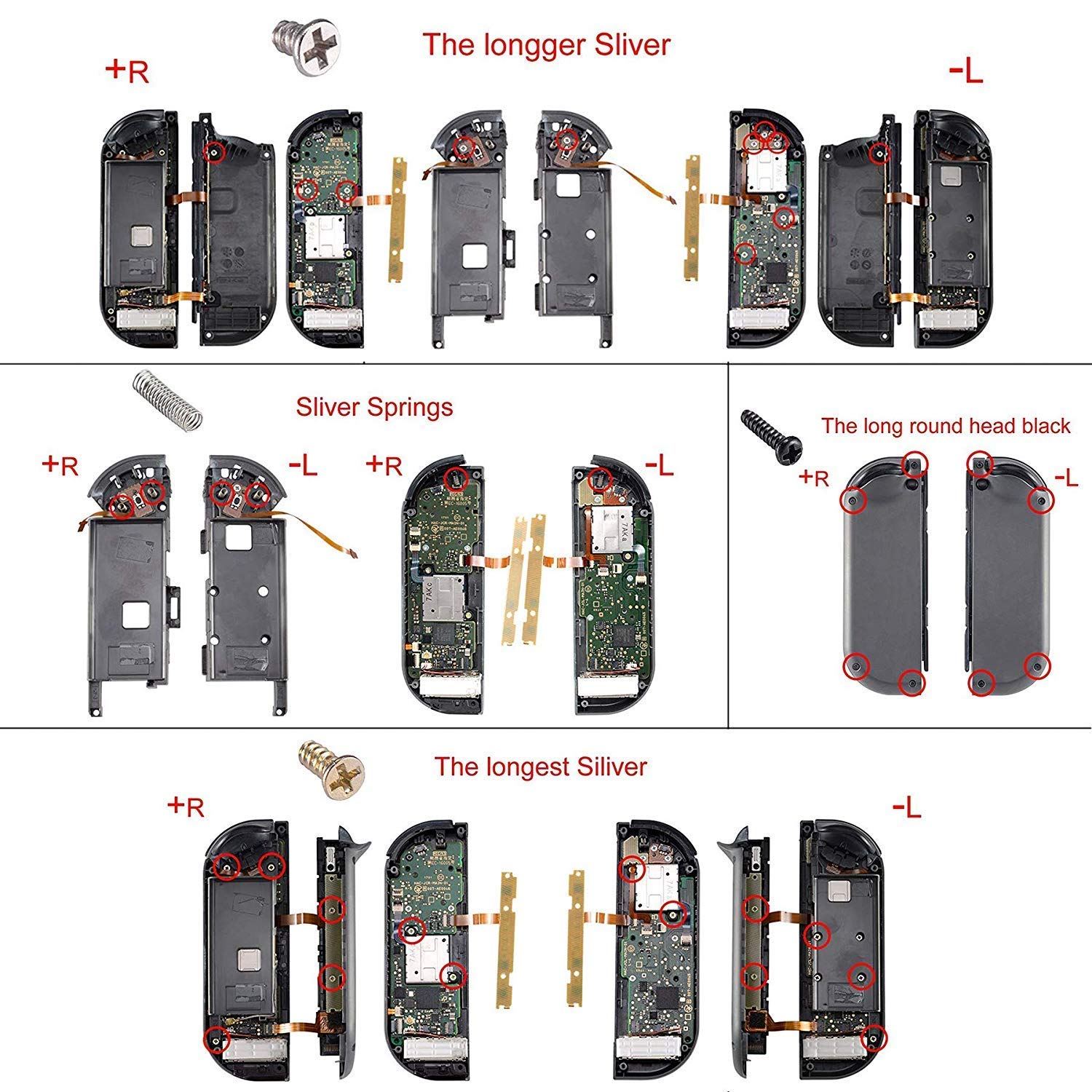 ExtremeRate Replacement D-pad & Button Kit for Nintendo Switch & OLED Joy-Con - Black ABXY Keys, SR SL L R ZR ZL Triggers with Springs (D-pad Compatible with ExtremeRate Shell Only) - Perfect for DIY Repairs & Controller Customization