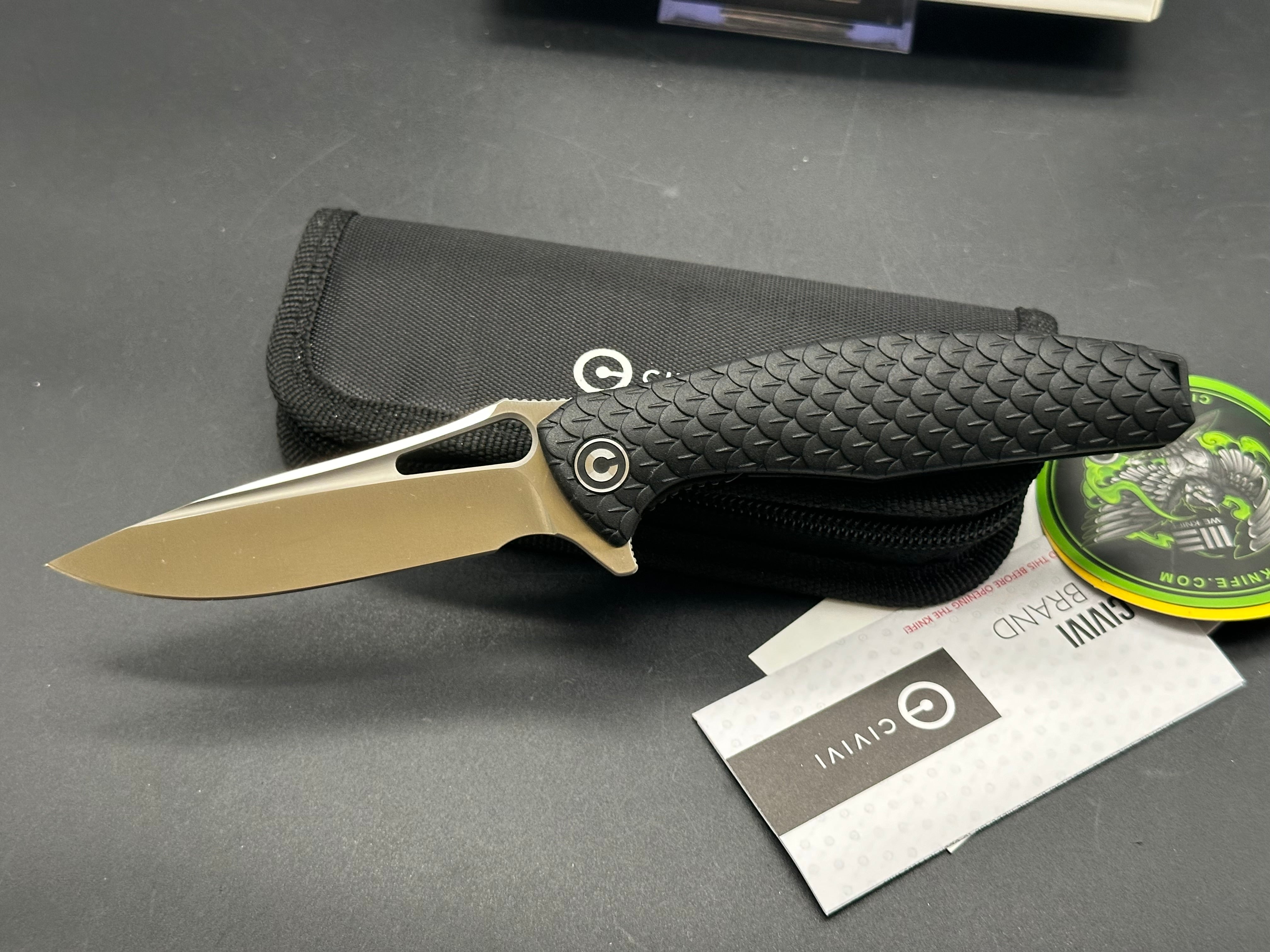 CIVIVI Wyvern Folding Flipper Knife - Black FRN Handle, 3.5