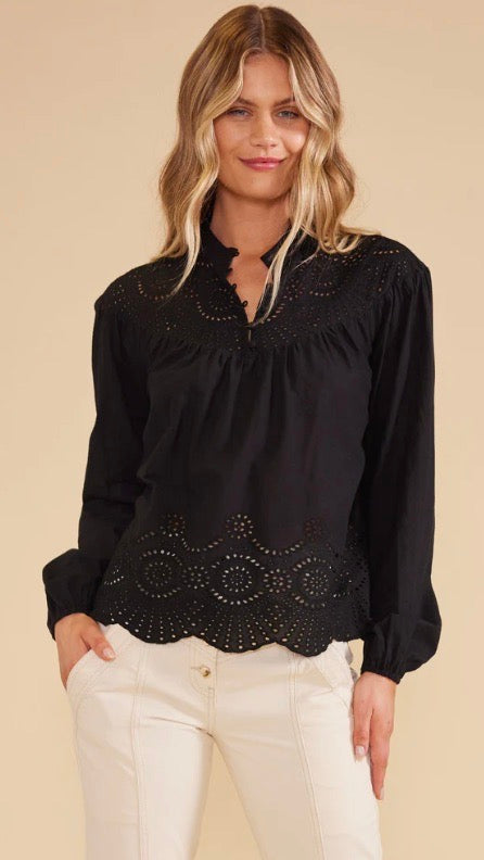 Starling Blouse Black - Women's Elegant Long Sleeve Tops for Work, Party & Date Night | Perfect Office Wear & Evening Outfits