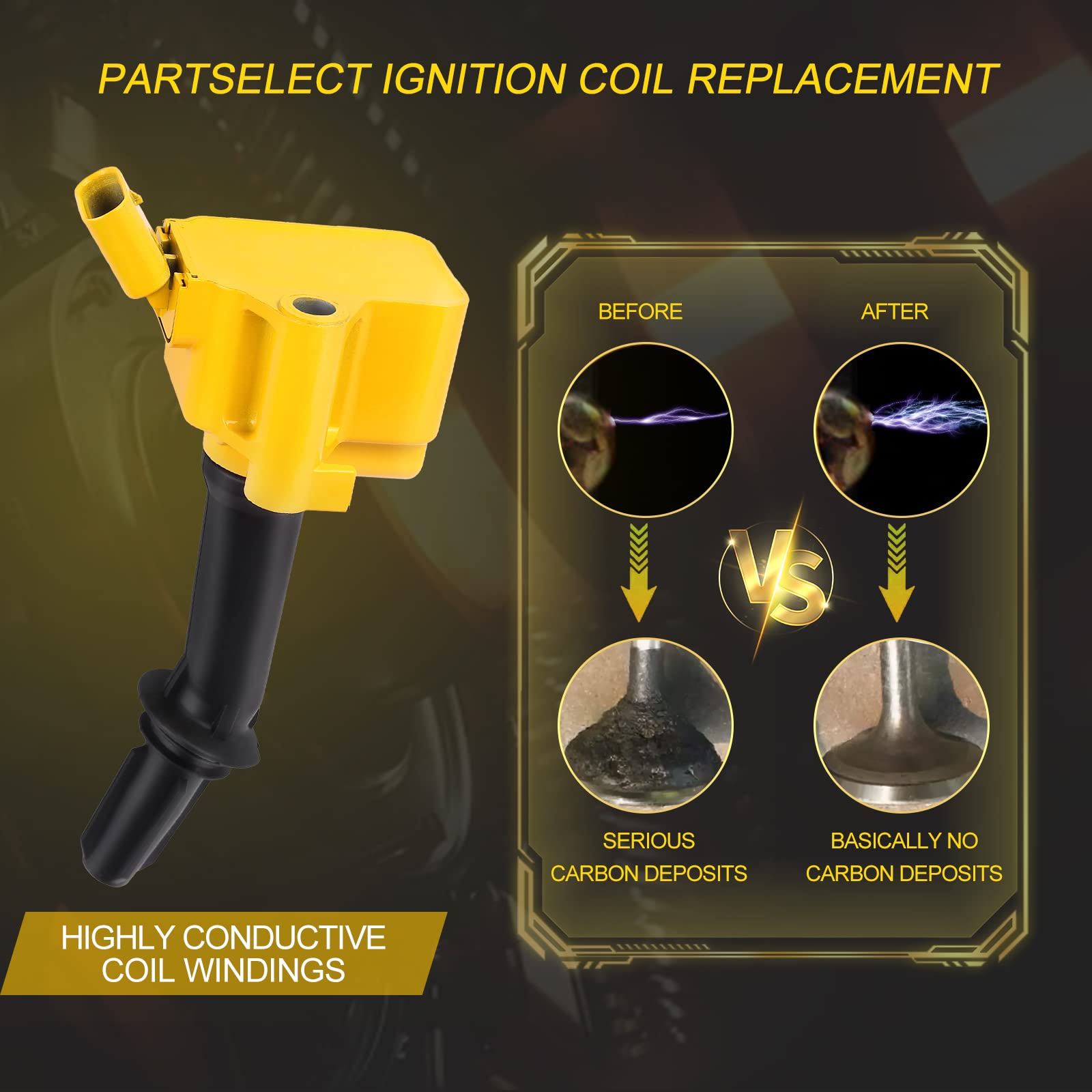 4-Pack Ignition Coil UF802 Replacement for Chevy Equinox Malibu Cruze Volt 2016-2019 & Buick Encore GMC Terrain 1.4L 1.5L 1.6L - Compatible with Part# 12635672 5C2095 - High Performance Engine Ignition System Upgrade for Smoother Acceleration