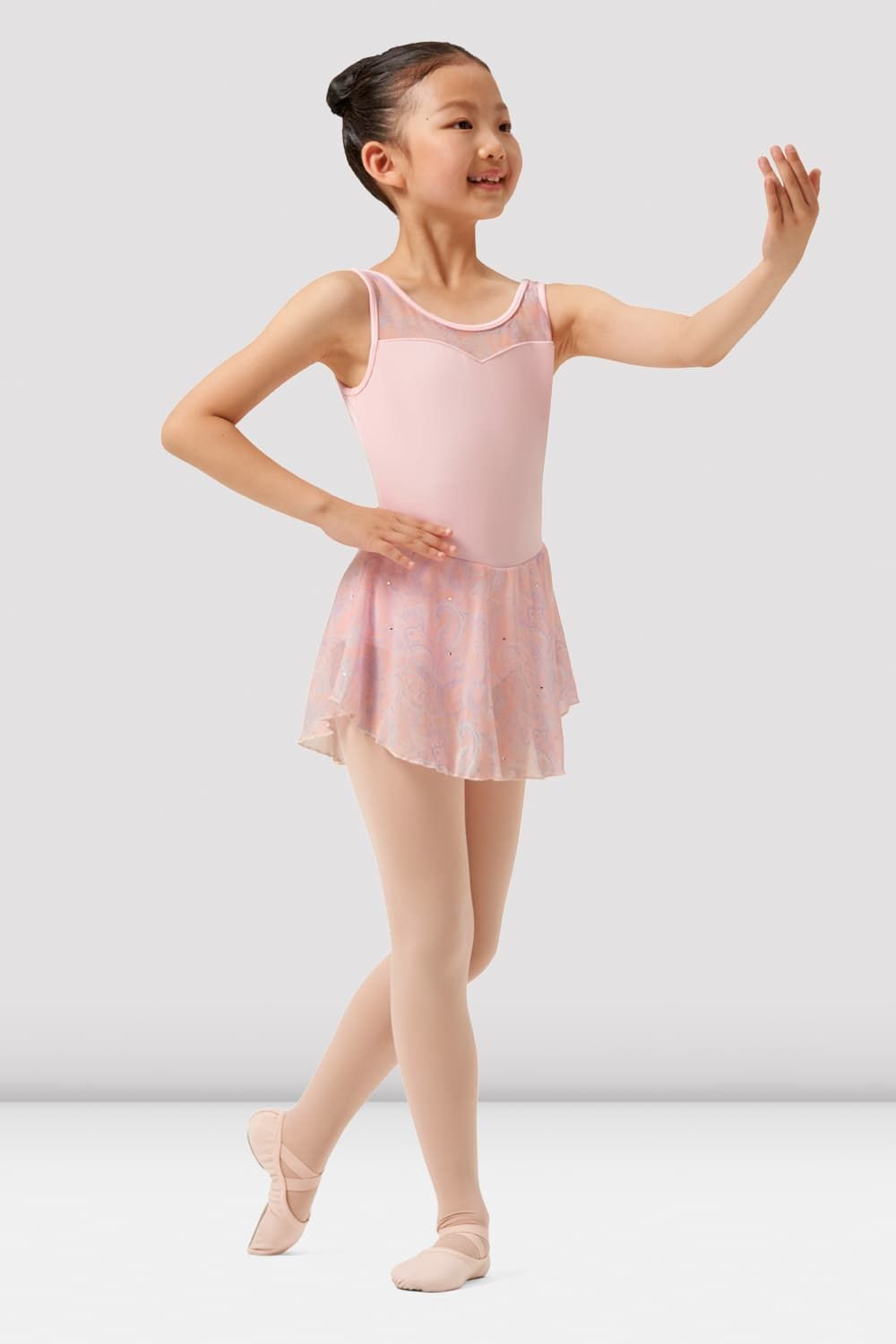 Girls Mirella Paisley Print Scoop Neck Skirted Leotard - Ballet Dancewear for Toddlers & Kids - Perfect for Ballet Class, Recitals & Dance Performances