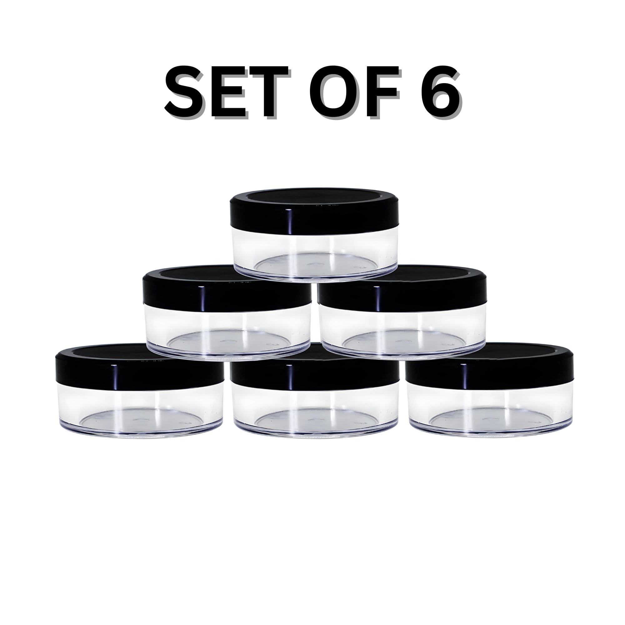 Hian Crystal Clear Cosmetic & Bath Storage Jars - 15g Leakproof Travel Containers for Makeup, Creams, Lip Balms, Bath Salts - Perfect for Home Organization & DIY Beauty Products (Set of 6)