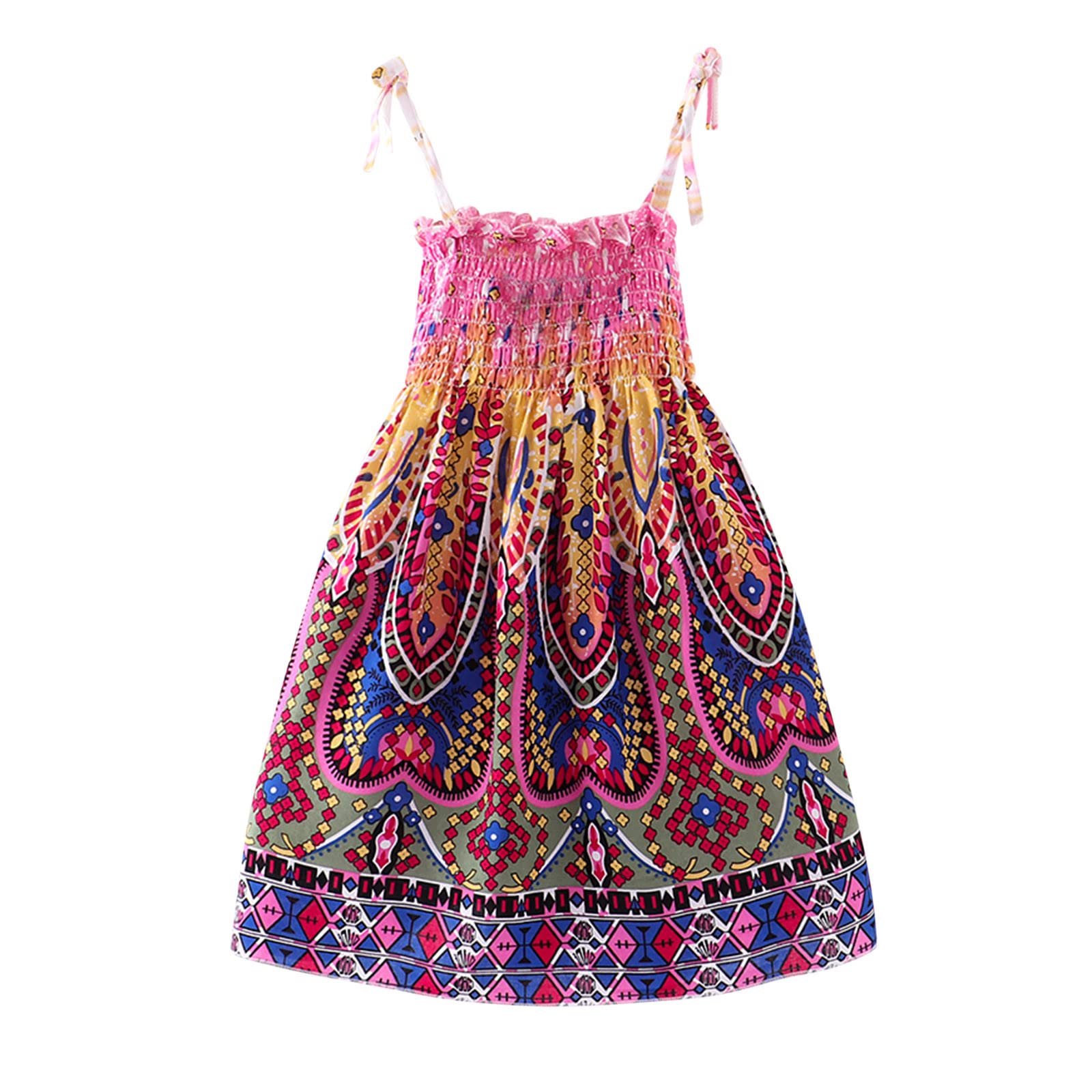 Girls Floral Bohemian Pageant Dress - Toddler & Kids Sleeveless Beach Princess Dress with Straps | Perfect for Weddings, Parties & Photo Shoots