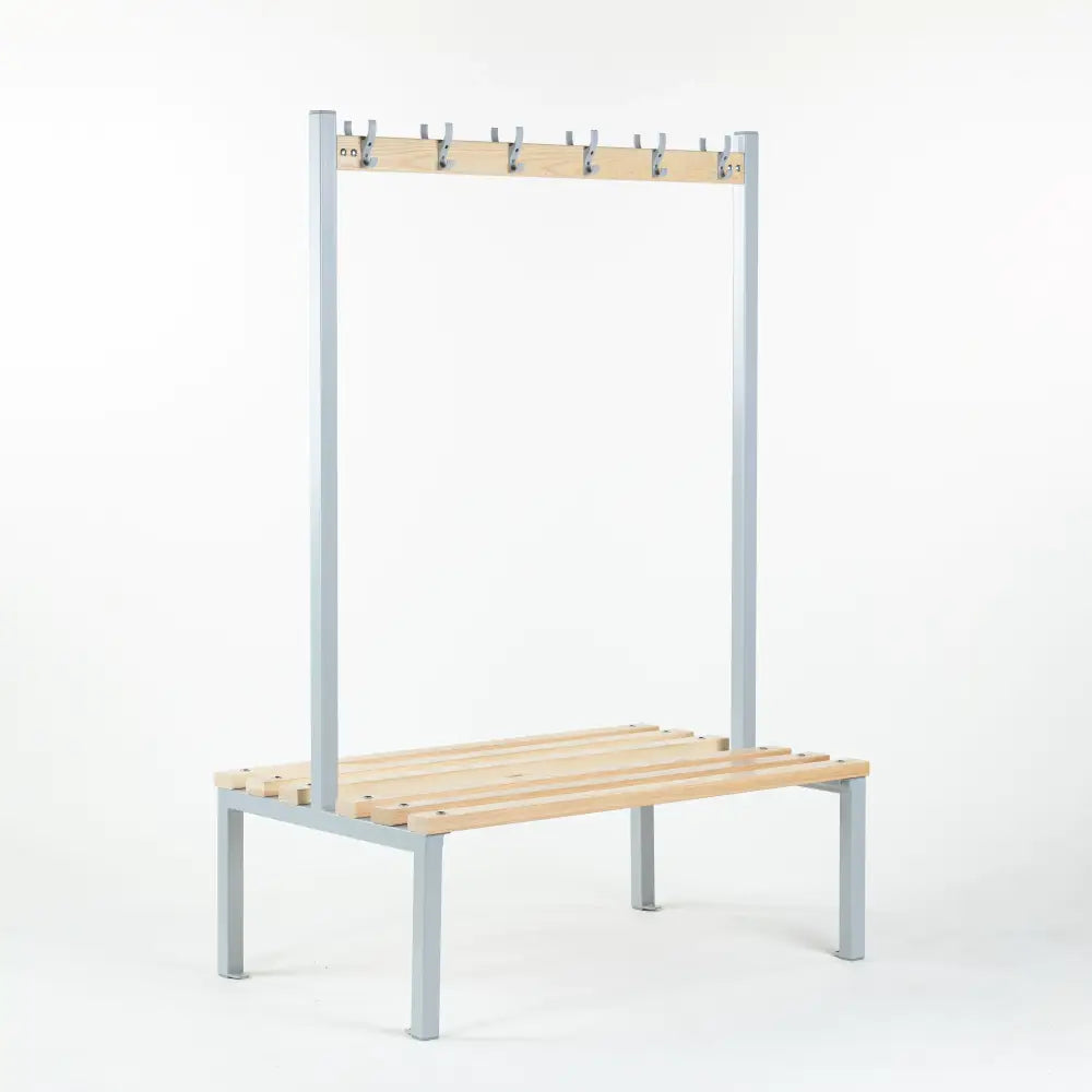 Double Sided Cloakroom Bench with Coat Hooks - Entryway Storage & Seating Solution for Home, Mudroom, or School Locker Room