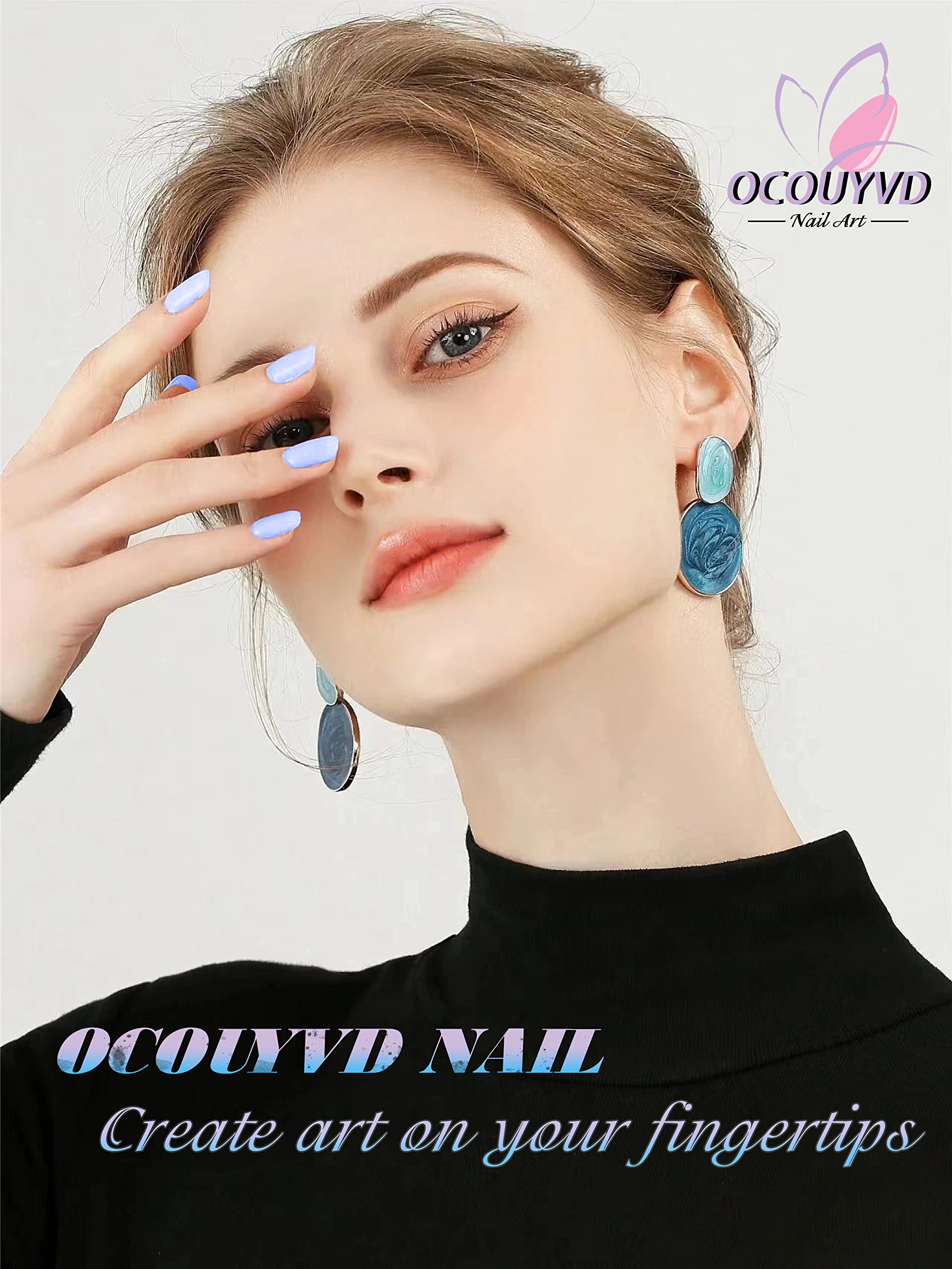 OCOUYVD Easter Press-On Nails - Medium Length Glossy Acrylic Fake Nails with Cute Bunny Designs | Colorful Stick-On Nails for Easter Party, Spring Festival & Special Occasions
