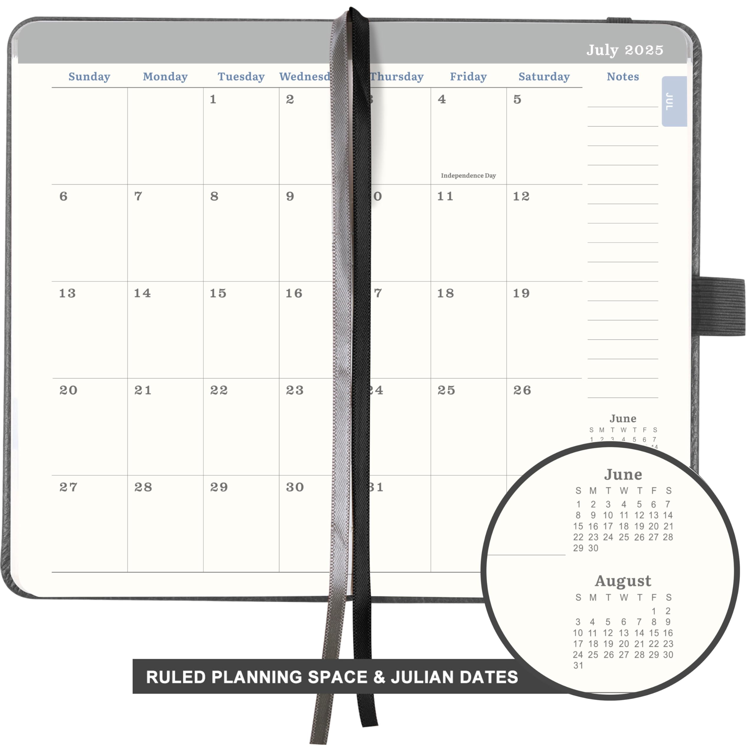 2025-2026 Leather Pocket Planner - July 2025 to June 2026 Weekly & Monthly Calendar for Purse (6.4