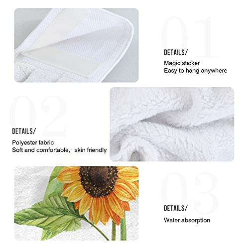 **Sunflower & Butterfly Printed Kitchen Hand Towels - 2PCS Soft Super Absorbent Dishcloths with Hanging Loop (12x17 Inches) - Perfect for Fall Decor, Oven, Dish Drying & Bathroom Use**