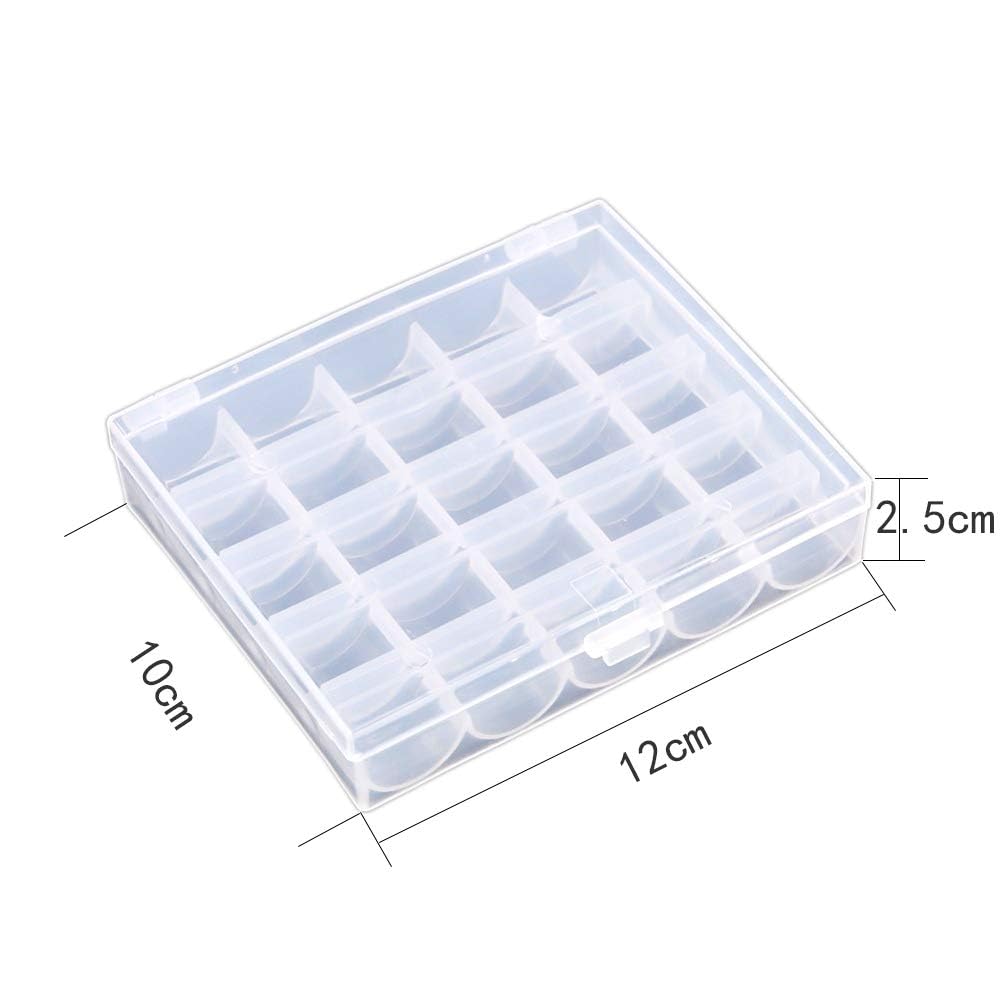 ISCRIO 25-Slot Transparent Bobbins Case - 2 Pack Organizer Box for Class 15 Sewing Machine Bobbins | Perfect for Sewing, Quilting & Craft Storage