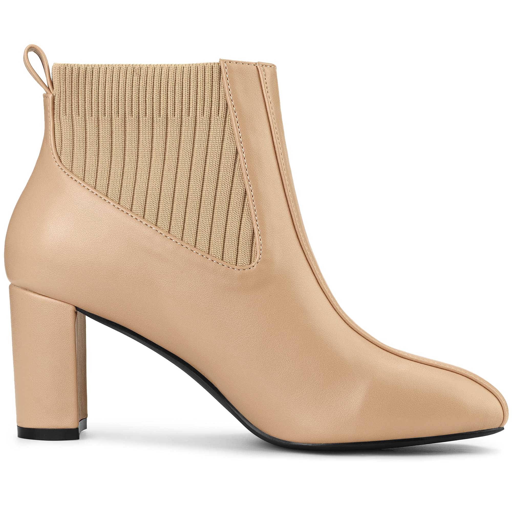 Allegra K Women's Square Toe Block Heel Chelsea Boots - Stylish Ankle Boots for Work, Party & Everyday Wear