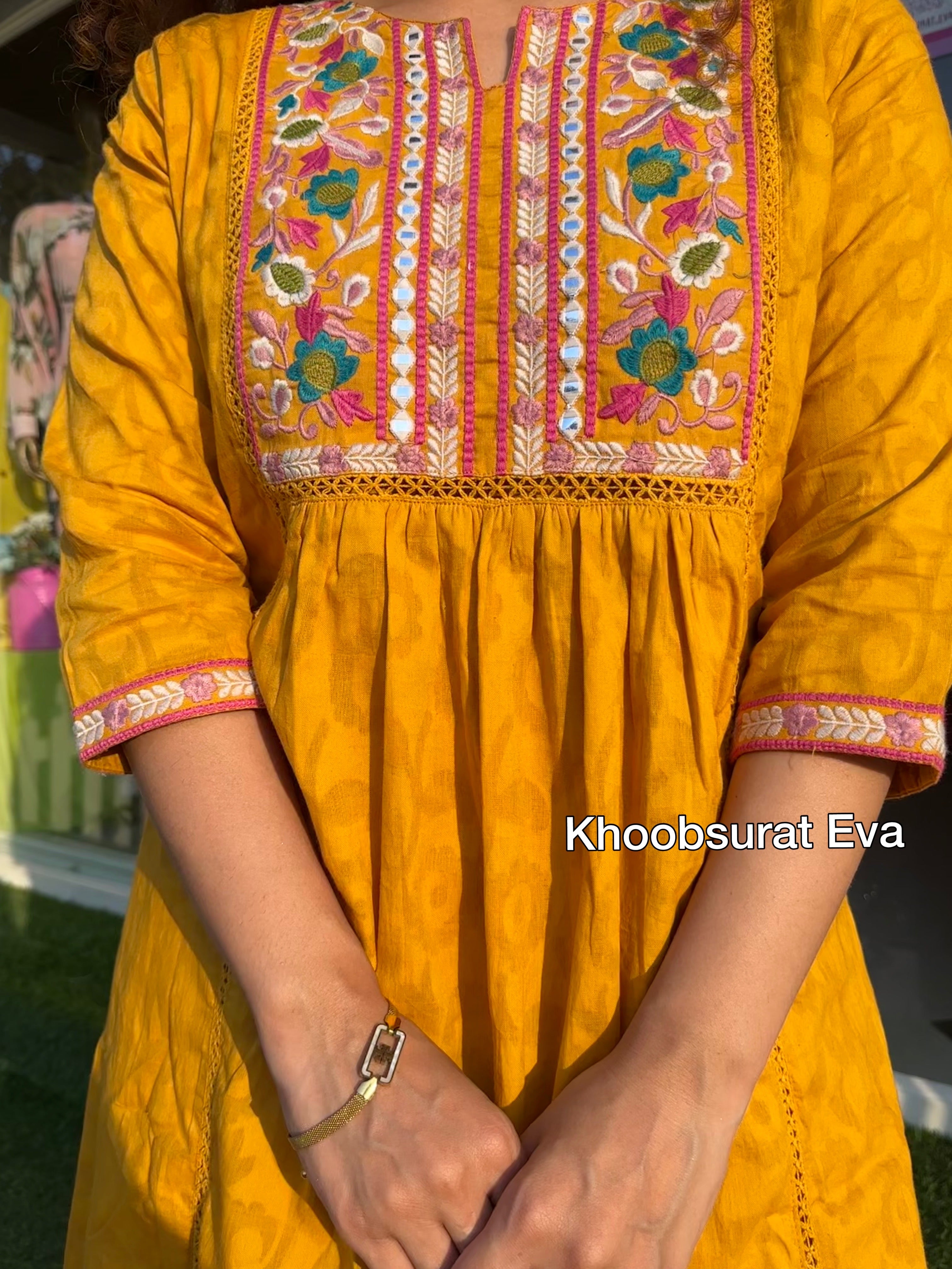 Stylish Yellow Embroidered Cotton Coord Set for Women - Perfect for Summer Outfits, Beach Vacations & Casual Wear