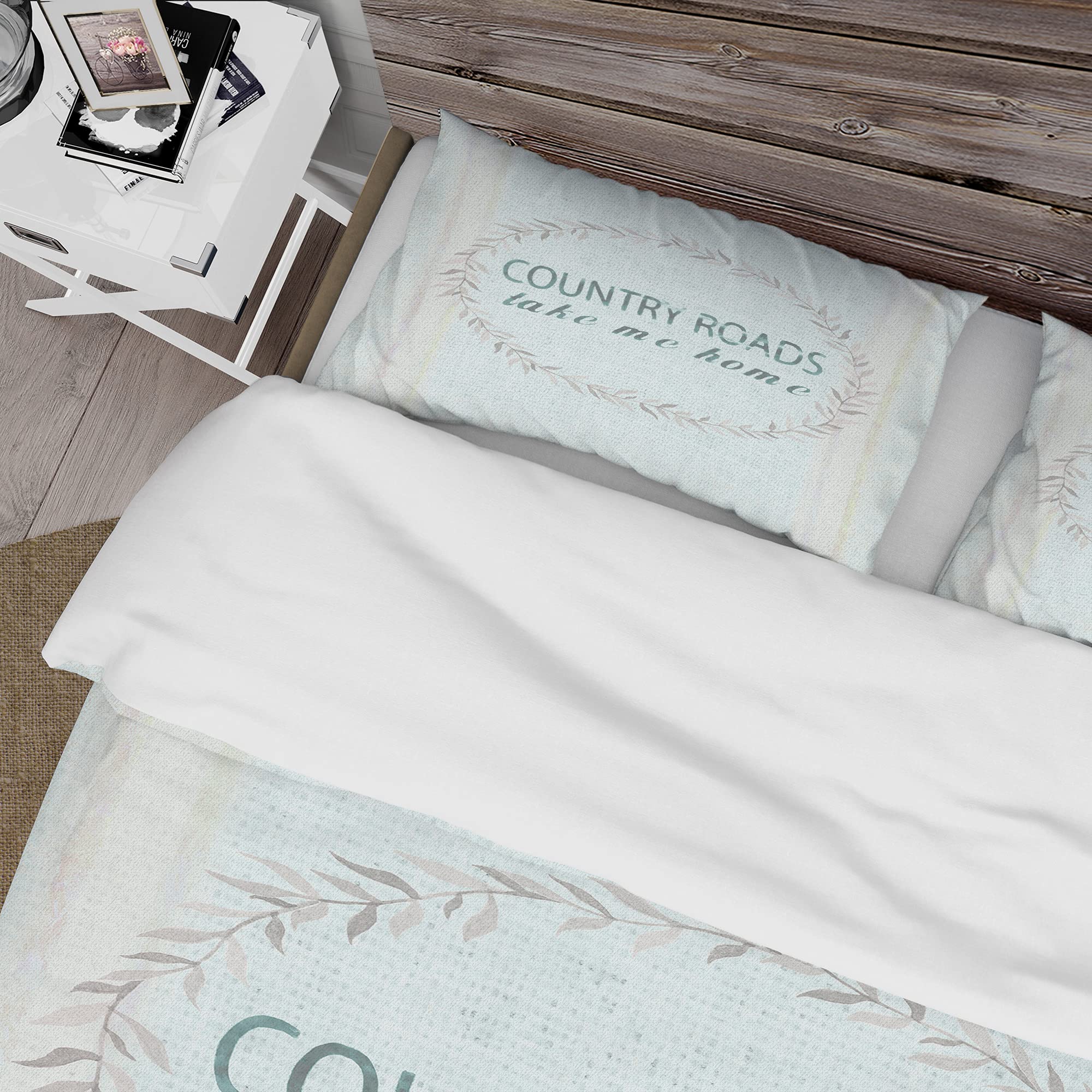 Farmhouse Floral Duvet Cover Set Twin Size - Blue Farmhouse Bedding 3 Piece Set for All Seasons | Cozy Farmhouse Style Bedroom Decor for Guest Rooms & Master Suites