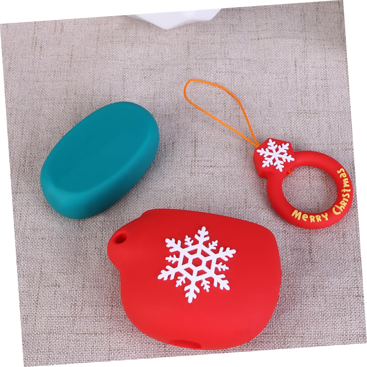 OSALADI 2 Pack Snowflake Pattern Headphone Case - Durable Earphone Protector with Ring Rope for AirPods & Wireless Earbuds - Perfect for Travel, Gym & Daily Use