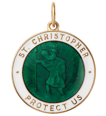 Saint Christopher Surf Pendant Necklace - 18K Gold Vermeil with Enamel Detail - Religious Jewelry for Surfers, Travelers & Beach Lovers - Perfect Gift for Baptism, Confirmation & Water Sports Enthusiasts