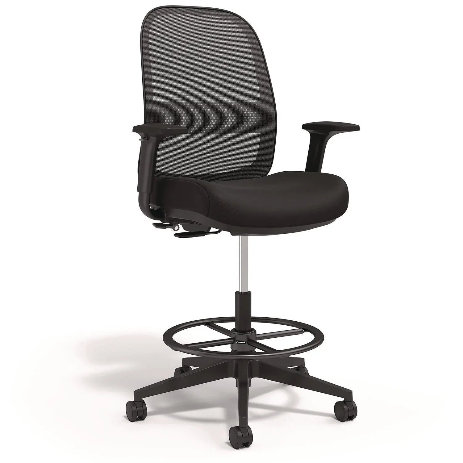 Alera Kempton Adjustable Fabric Mesh Office Stool - 275 lb Weight Capacity, 26.57
