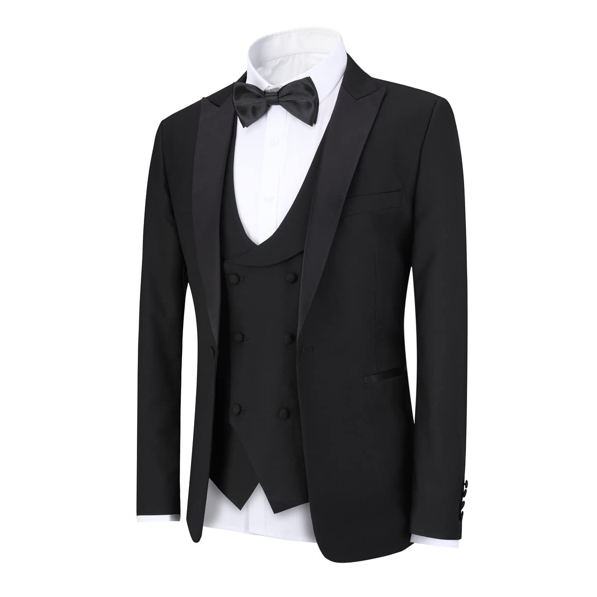YFFUSHI Men's Slim Fit 3 Piece Suit Set - One Button Blazer, Vest & Trousers for Prom, Wedding, Business & Formal Occasions