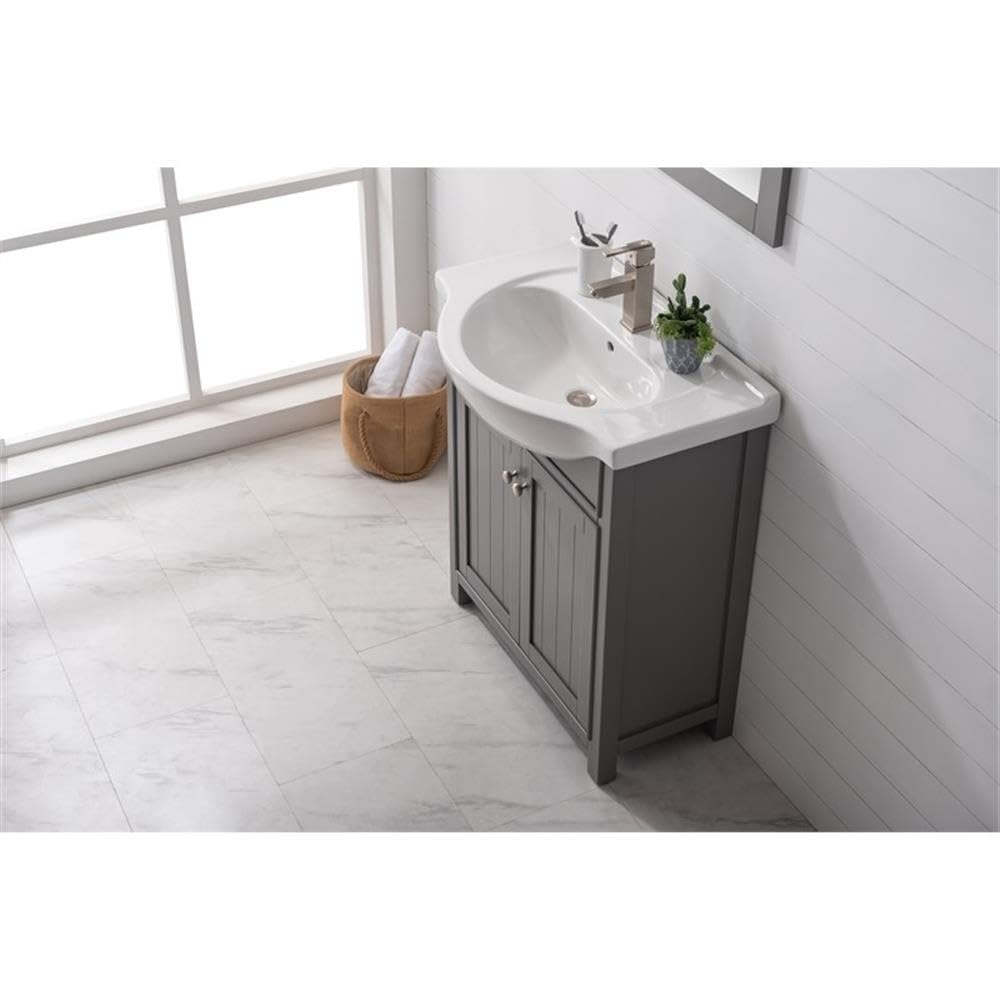 Design Element S05-30-GY 30-Inch Modern Gray Bathroom Vanity with Soft-Close Doors - Perfect for Small Bathrooms, Powder Rooms & Master Bath Renovations