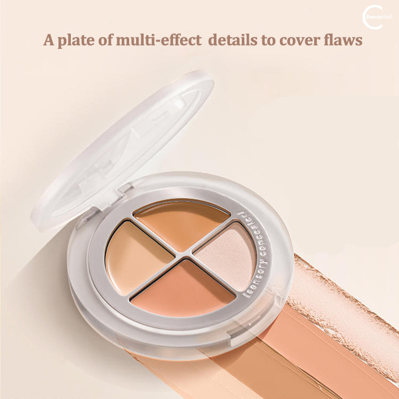 UNNY Sensation Flawless Quad Concealer Palette - Full Coverage, Long Lasting, 4 Shades for Dark Circles & Blemishes - Perfect for Daily Makeup & Professional Contouring