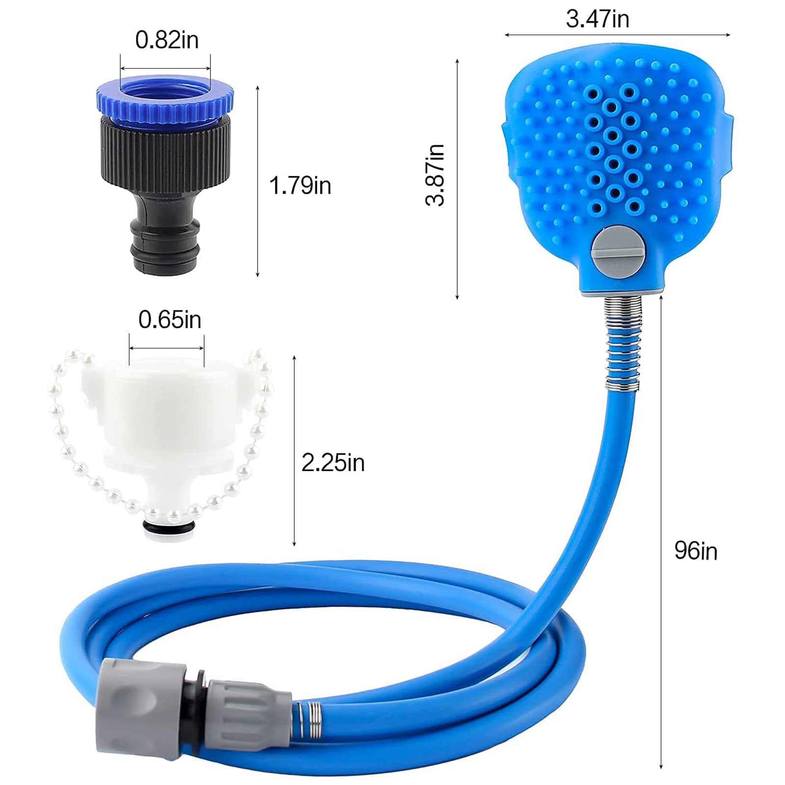 Dog Shower Attachment with Sprayer & Scrubber - All-in-One Pet Grooming Tool for Dogs & Cats | Indoor/Outdoor Bathing Accessory with 8-Ft Hose & Shower Adapters | Perfect for Home Bathing, Professional Grooming & Outdoor Cleaning