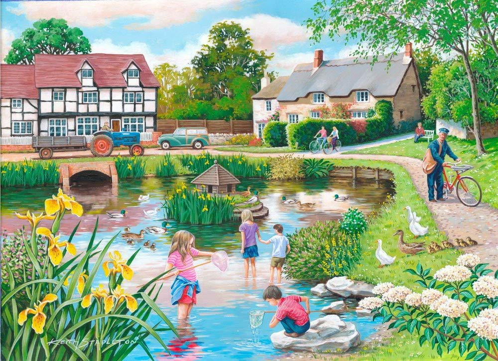 Anwei 1000 Piece Jigsaw Puzzle - Countryside Landscape with Spring River Scenery | Educational Family Board Game for Adults & Kids | Perfect Birthday Gift for Boys & Girls | Indoor Activity for Home, Classroom & Party Entertainment