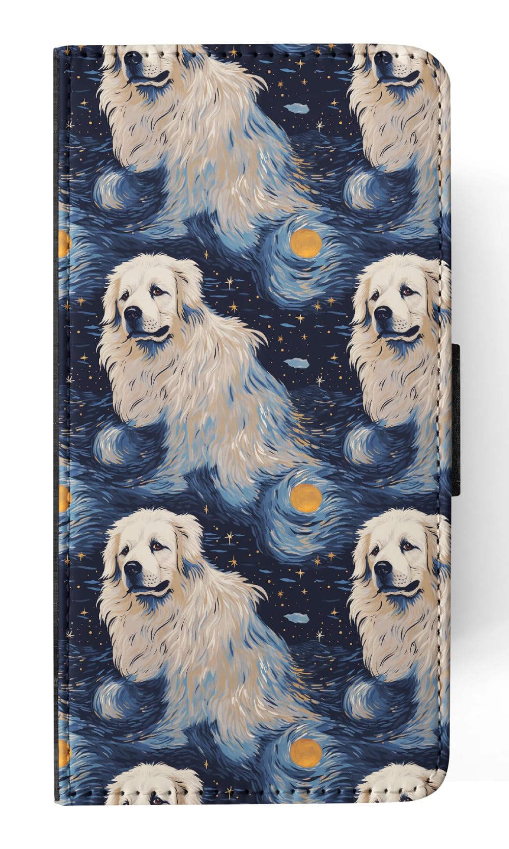 **Stylish Pyrenean Mastiff Puppy Dog Pattern Faux Leather Flip Wallet Case for Apple iPhone 14 - Perfect for Daily Use & Gift Giving**