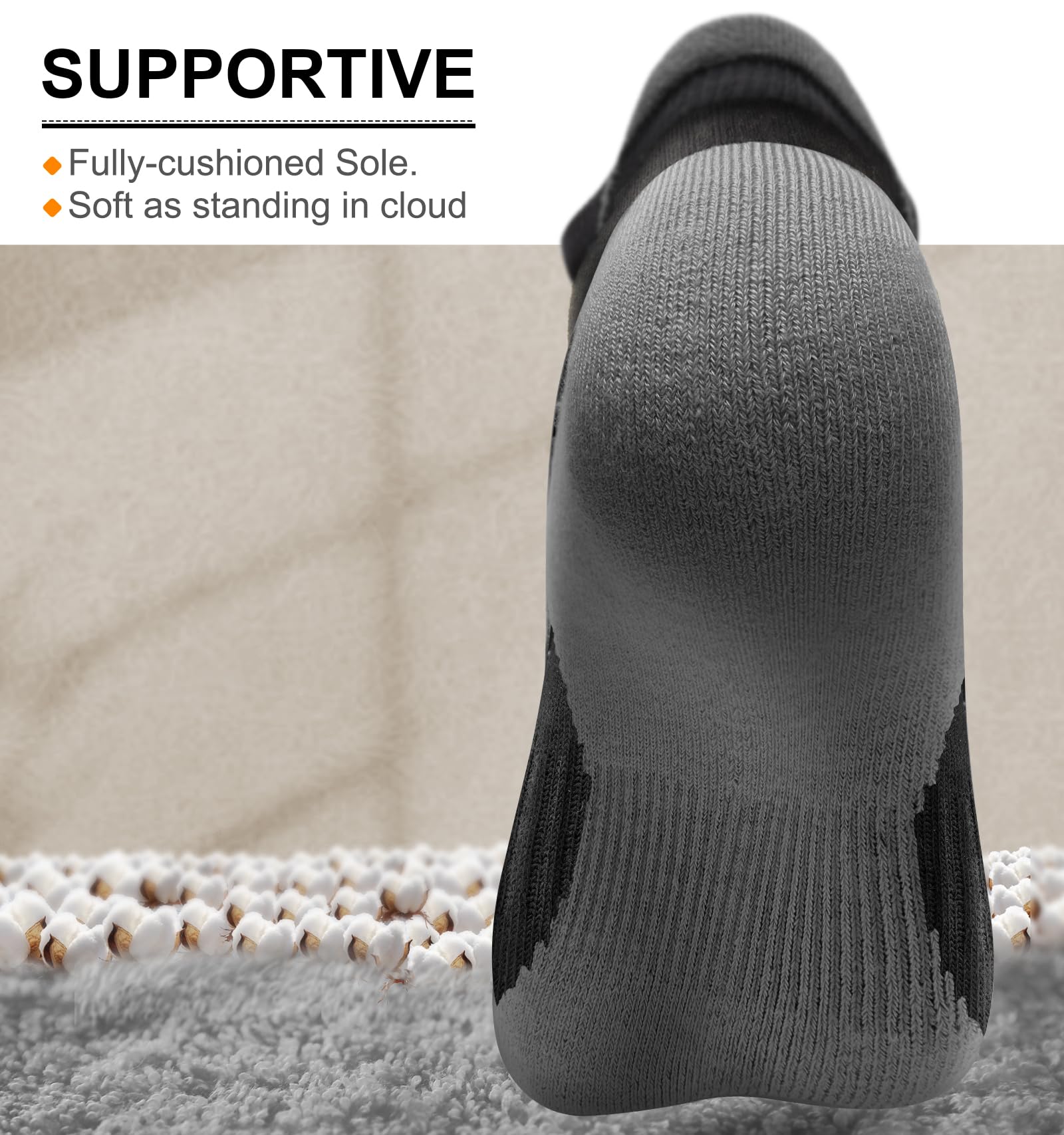 BULLIANT Men's Ankle Socks 4-Pack - Breathable Athletic Running Socks with Cushion & Arch Support - No Show Socks for Men - Perfect for Gym, Jogging & Daily Wear