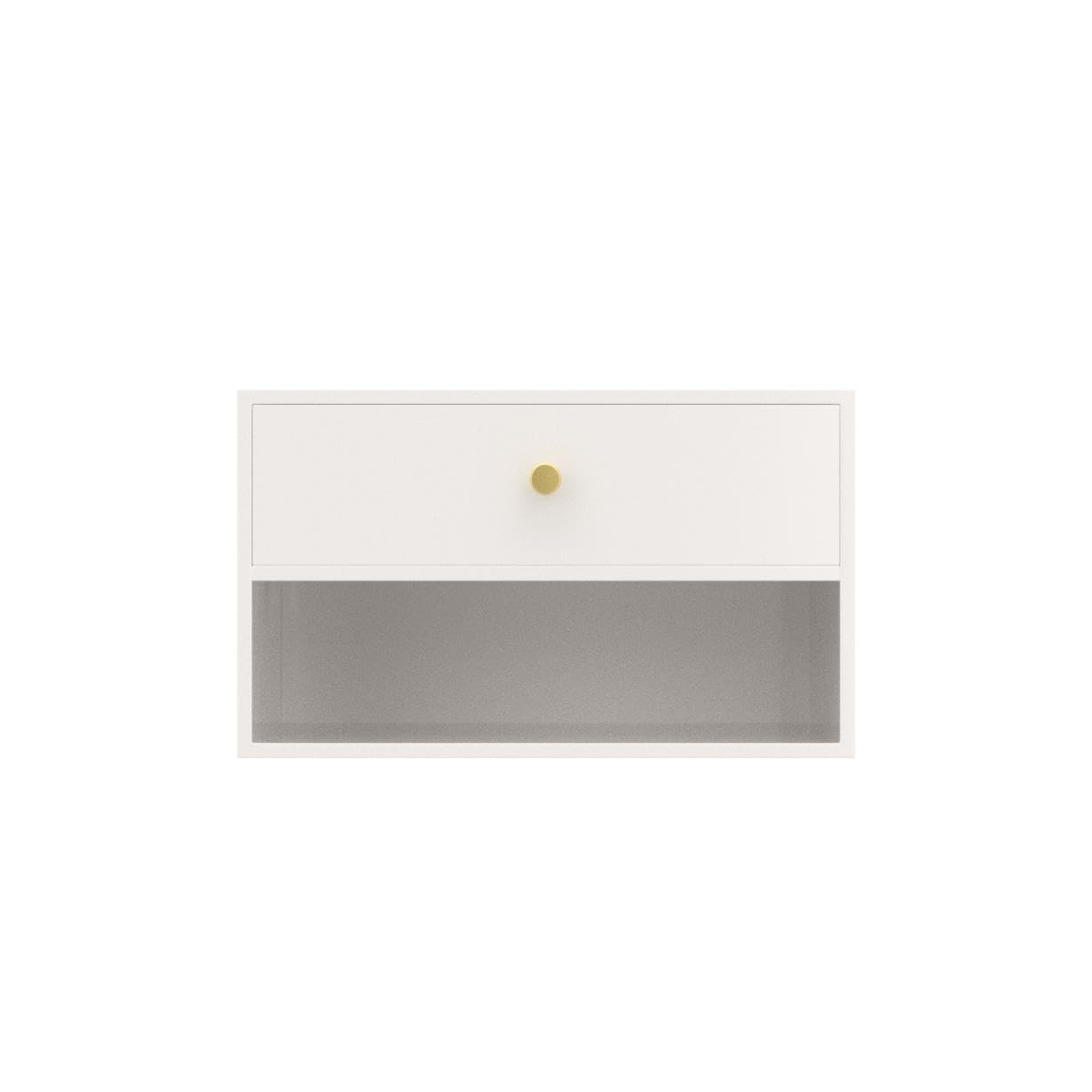 Modern Floating Nightstand with Drawer - White Wall Mounted Shelf for Bedroom & Living Room - Space Saving Storage Solution for Small Spaces