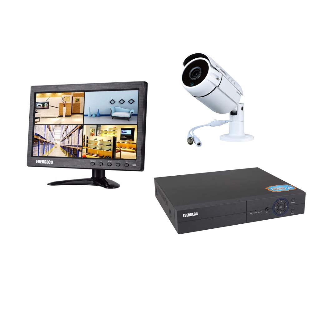 10 Inch CCTV Security Monitor with 2MP HD Camera & 4CH DVR System - Indoor/Outdoor Surveillance for Home, Office & Business Security