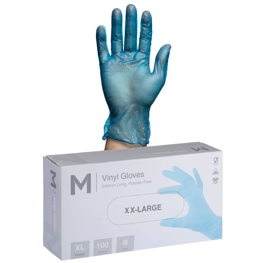 Powder-Free Blue Vinyl Gloves - 240mm Cuff, 5.0g Thickness - 1000 Gloves per Carton | Ideal for Food Handling, Medical Use & Cleaning Protection