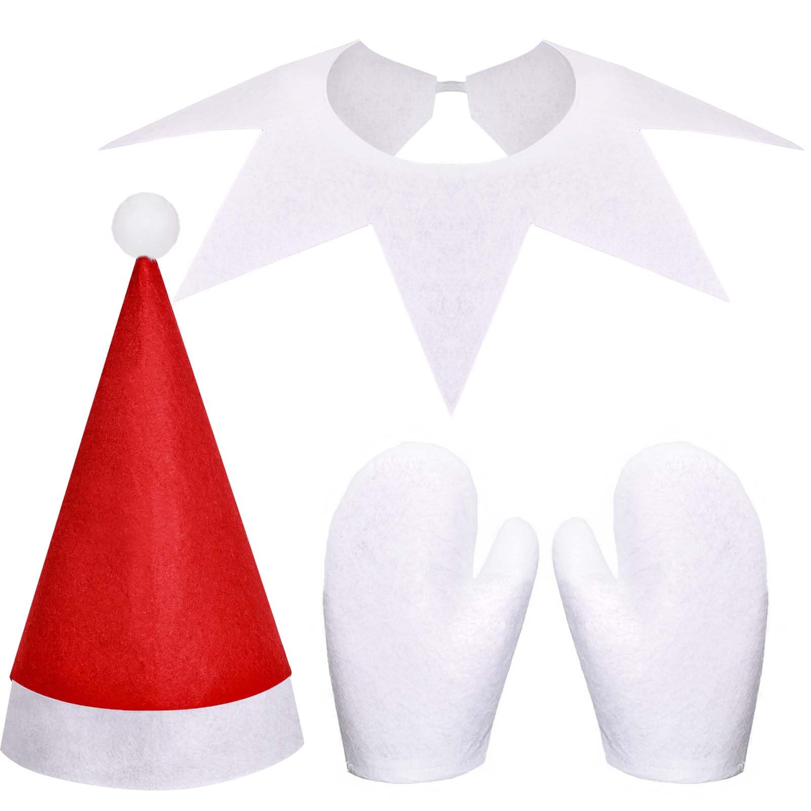 3 Pcs Christmas Elf Costume Set for Women & Men - Red & White Elf Outfit with Accessories for Halloween & Christmas Parties | Perfect for Holiday Cosplay, Office Parties & Festive Gatherings