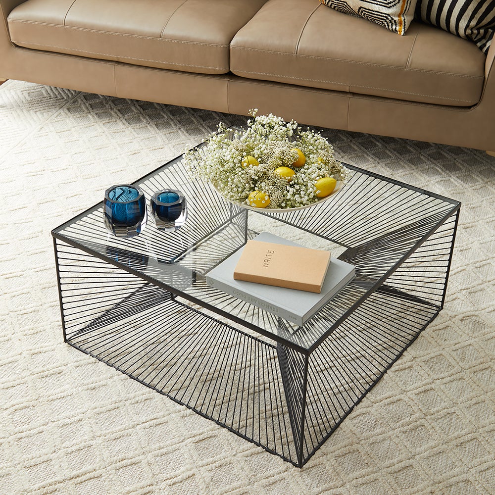 Cyan Design 10841 Enchantment Coffee Table in Graphite - Modern Glass Top Living Room Furniture for Home Decor & Entertaining