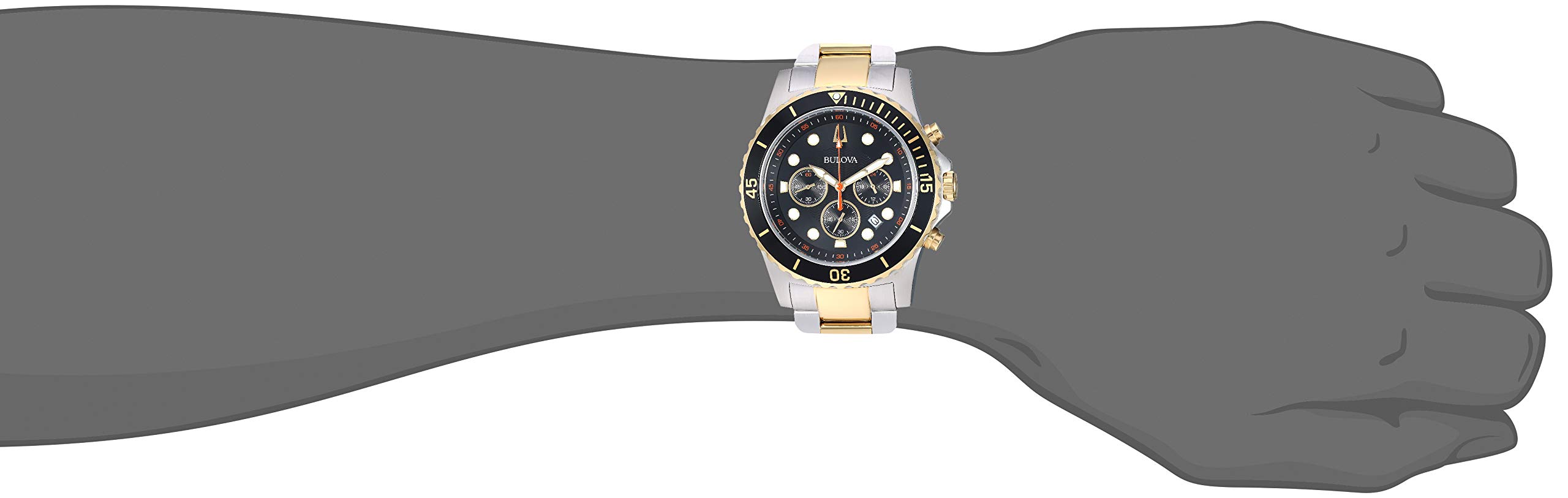 Bulova Men's Classic Sport Chronograph Quartz Watch with Date, Luminous Hands, 100M Water Resistant, 44mm Stainless Steel - Perfect for Business, Casual & Outdoor Activities