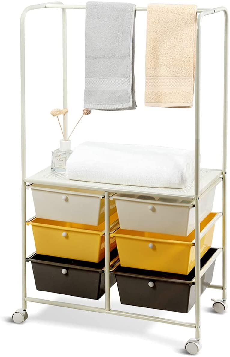 Giantex 3-Tier Rolling Utility Cart with Steel Frame - Makeup Storage Organizer, File Shelf & Drawer - Mobile Storage Cart for Office, Bathroom, Kitchen - Perfect for Home Organization & Workspace Storage