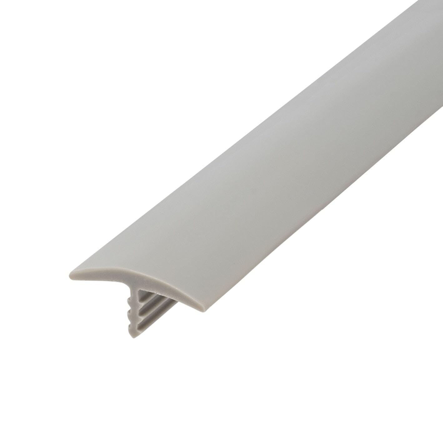 Outwater 13/16 Inch Wide Opti Gray Flexible Polyethylene T-Molding - Center Barb Tee Moulding for Flooring Transitions - 250 Foot Coil Commercial Pack - Perfect for Home Renovation, Commercial Floors & DIY Projects