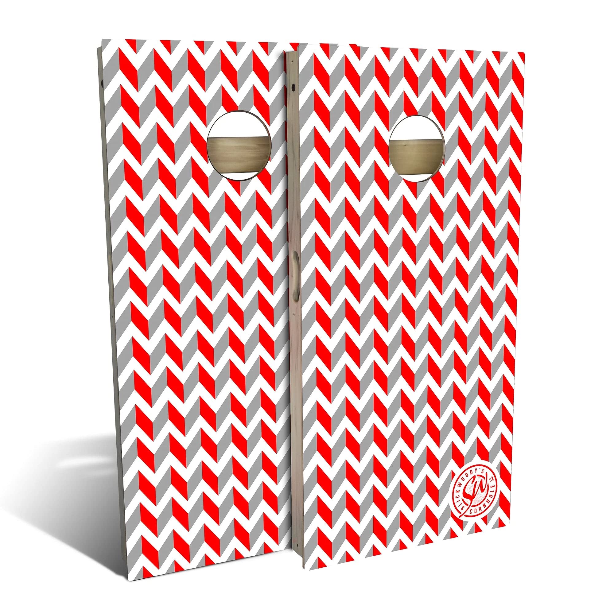Premium Chevron Gray Cornhole Boards Set - 2 Boards & 8 Bean Bags - Regulation Size Outdoor Game for Backyard, Tailgating & BBQ Parties