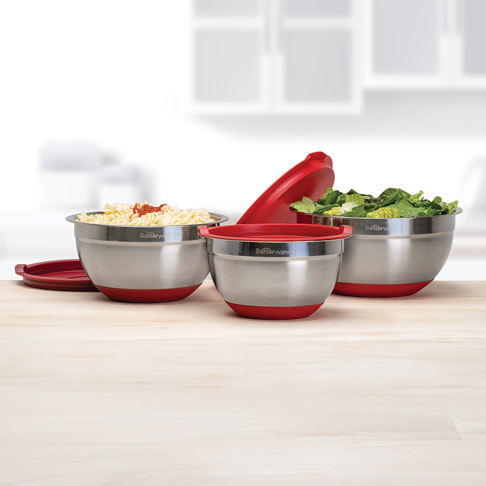 Premium Stainless Steel Mixing Bowls Set - 3 Sizes (1.5QT, 3QT, 5QT) for Kitchen, Baking & Food Prep - Durable, Non-Slip, Dishwasher Safe - Perfect for Mixing, Serving & Meal Prep