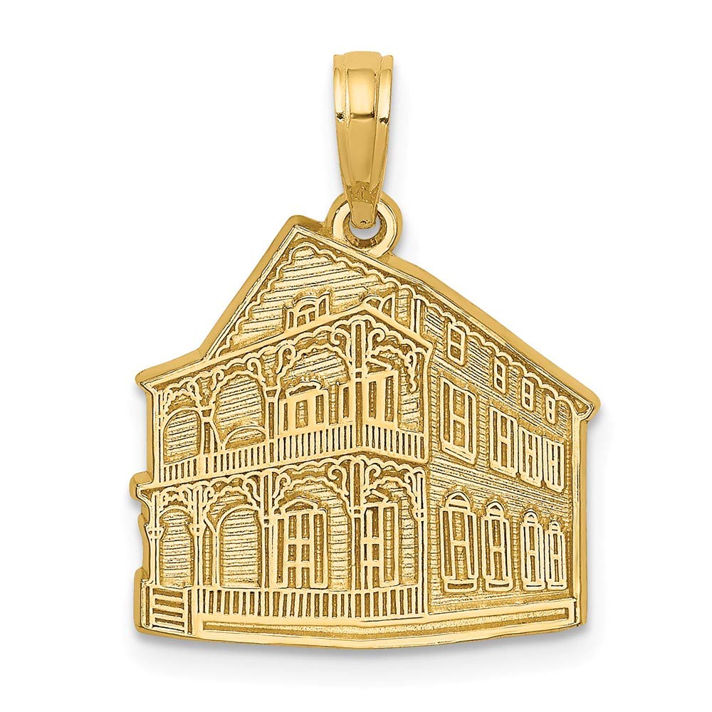 14K Yellow Gold Pink House Cape May NJ Charm Pendant Necklace - Perfect for Travel Souvenirs, Gifts & Coastal Jewelry Collections