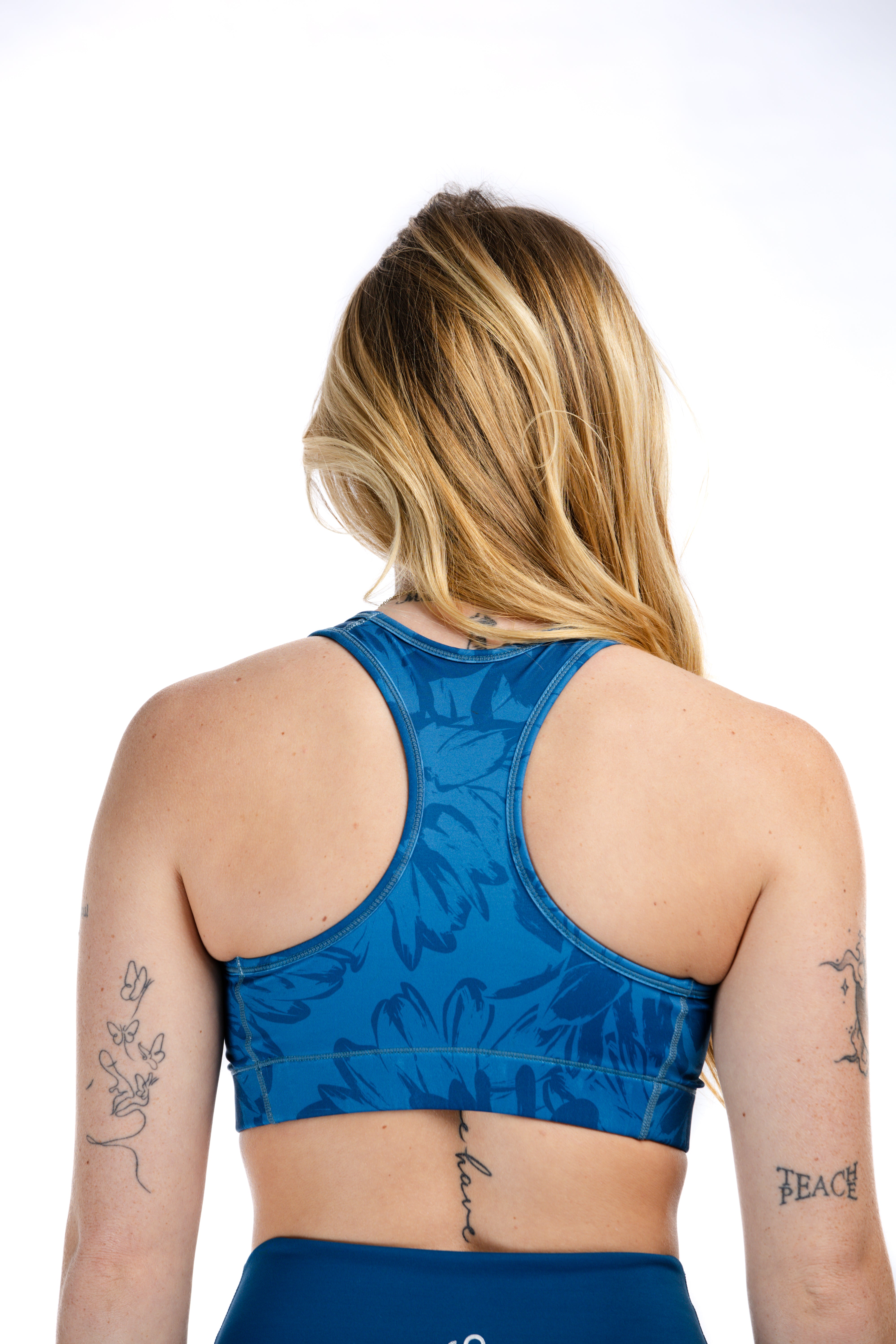 Empowered High Support Sports Bra - Blue Floral Print | Yoga, Running & Gym Workouts | Moisture-Wicking & Breathable Activewear